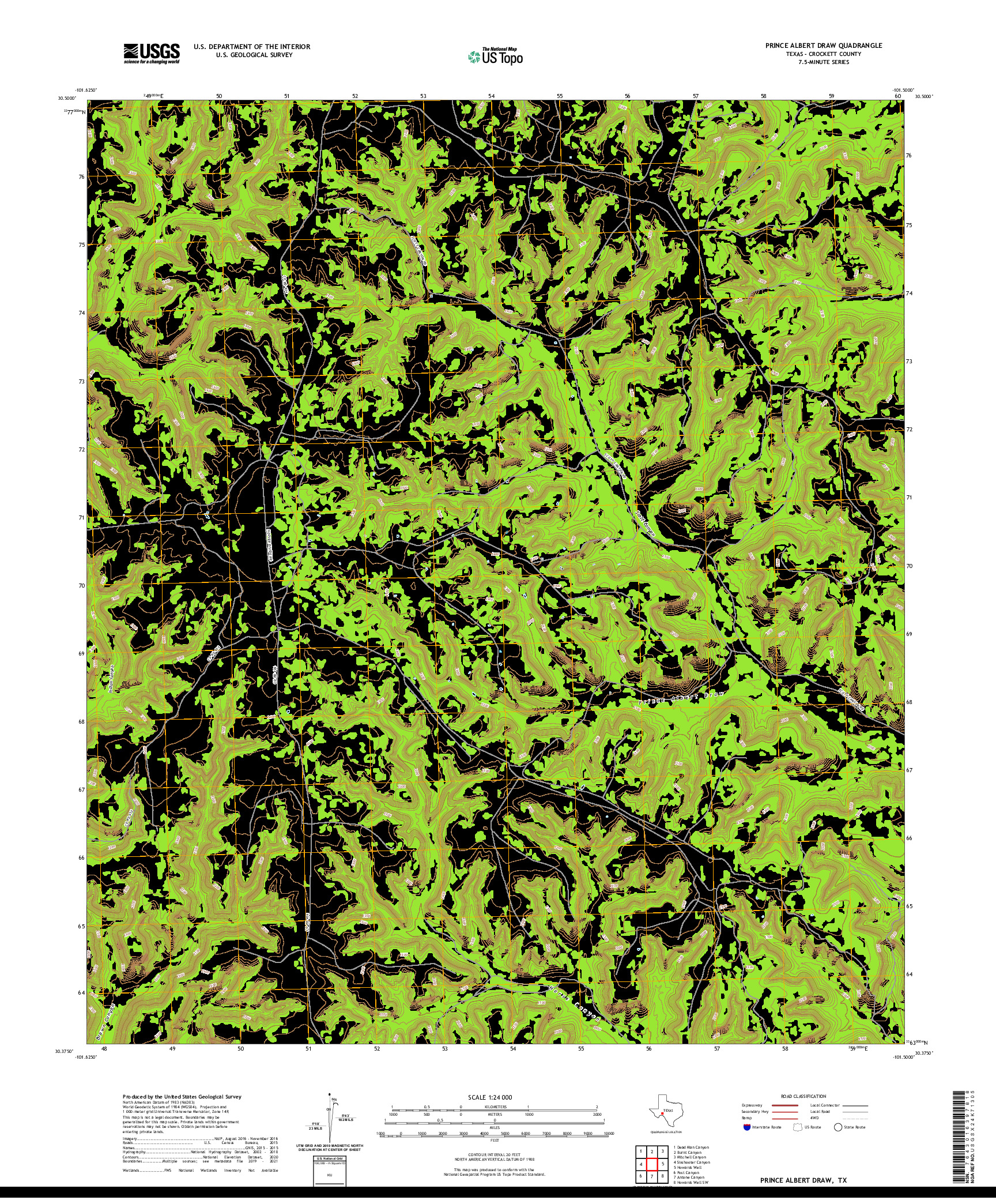 US TOPO 7.5-MINUTE MAP FOR PRINCE ALBERT DRAW, TX