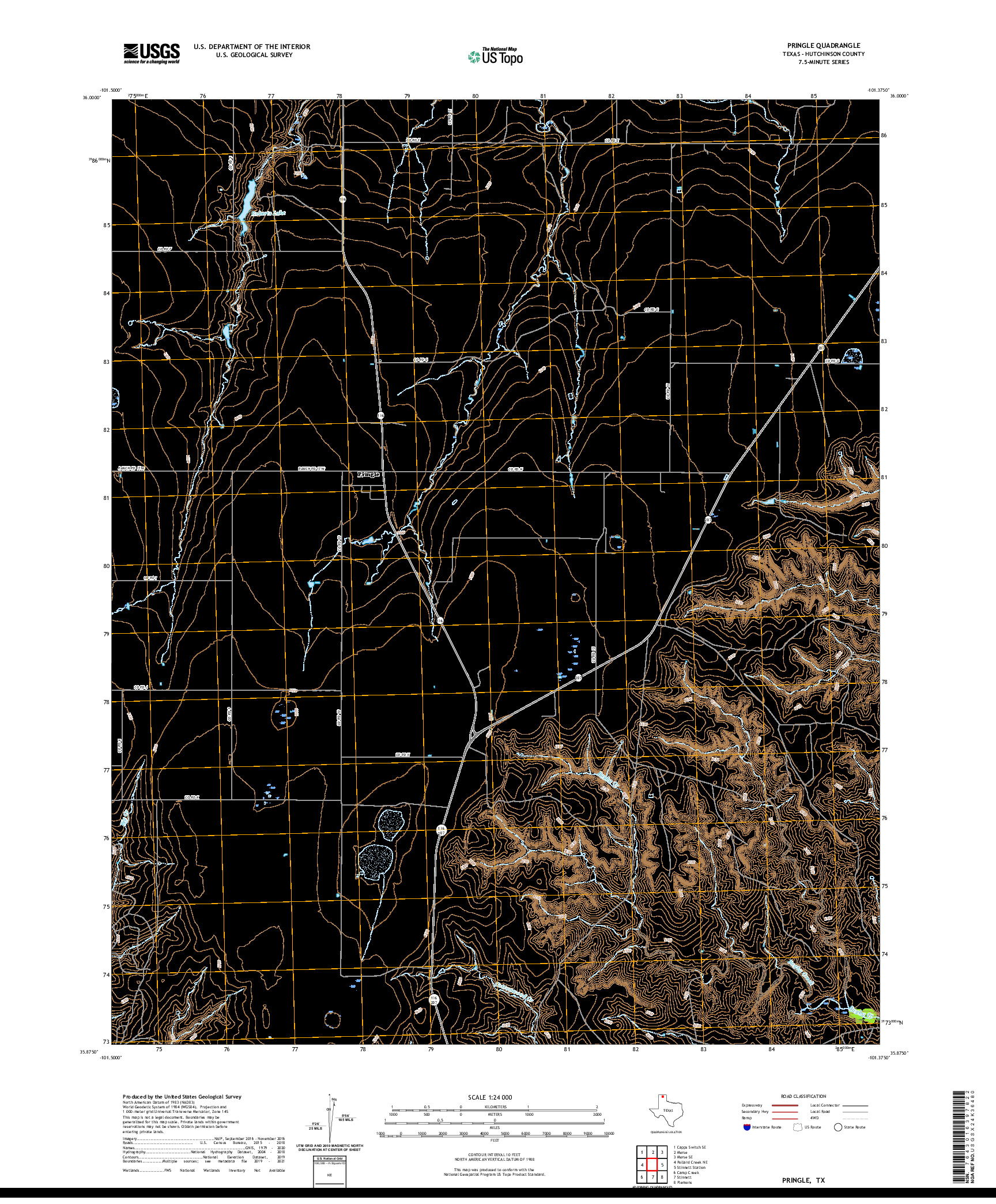 US TOPO 7.5-MINUTE MAP FOR PRINGLE, TX