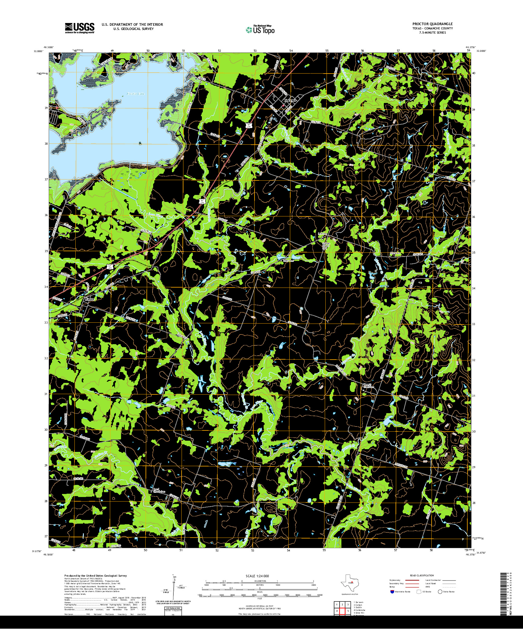 US TOPO 7.5-MINUTE MAP FOR PROCTOR, TX