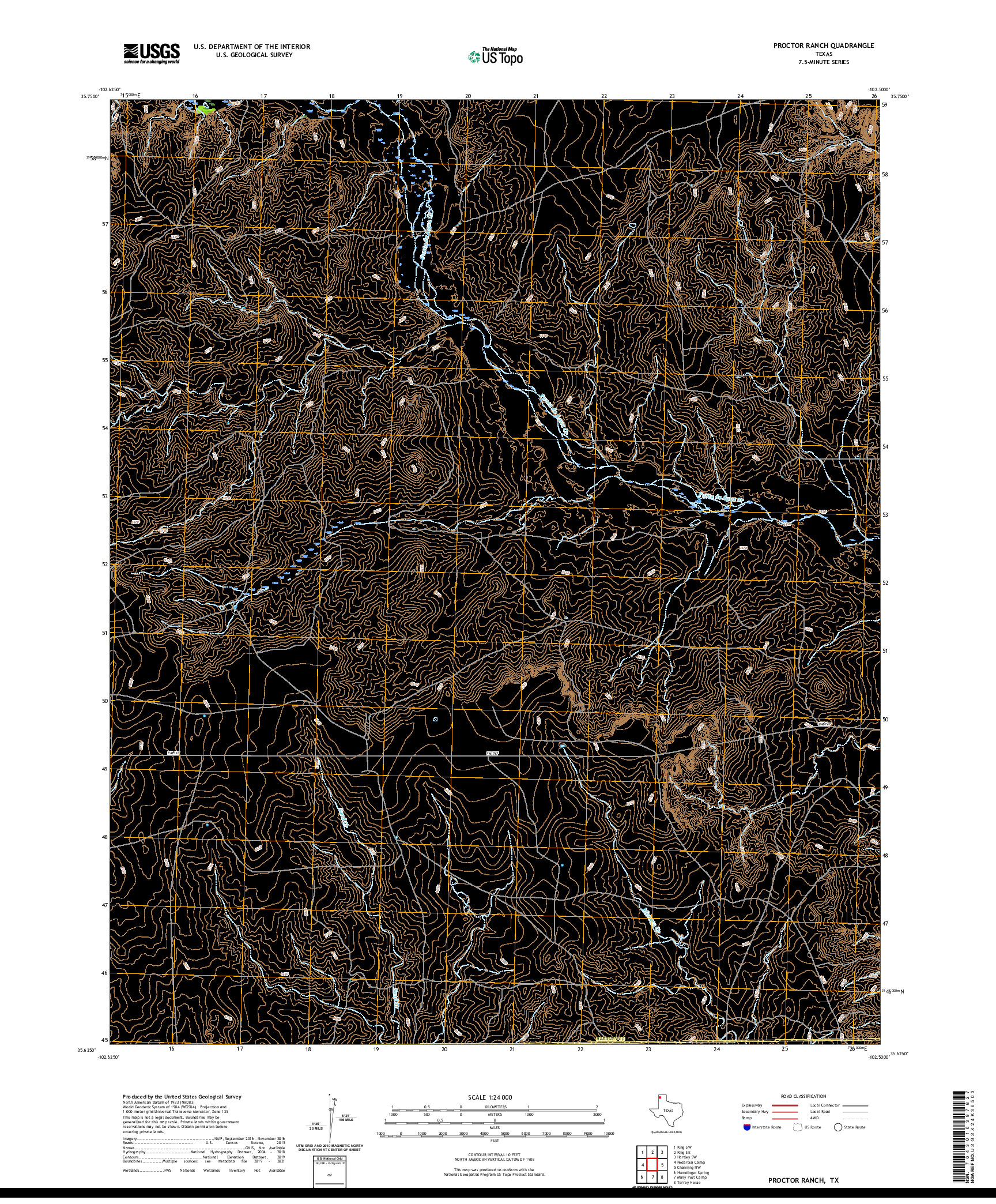 US TOPO 7.5-MINUTE MAP FOR PROCTOR RANCH, TX