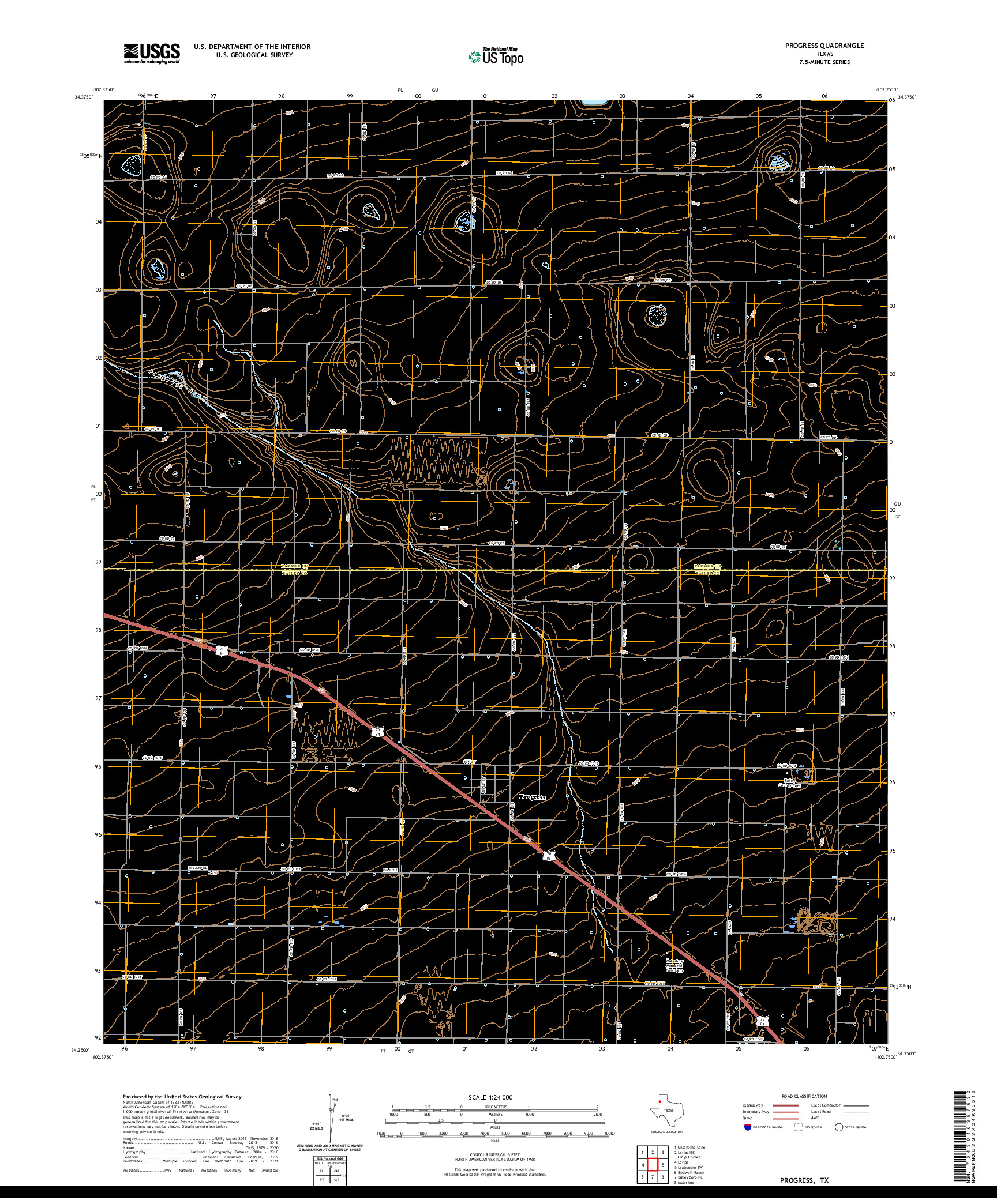 US TOPO 7.5-MINUTE MAP FOR PROGRESS, TX