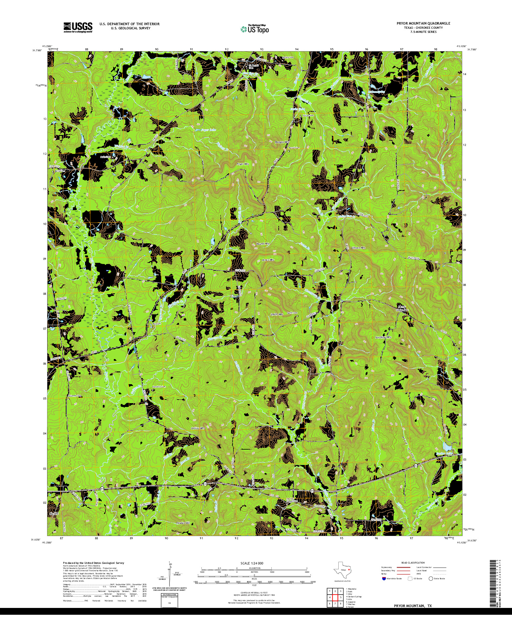 US TOPO 7.5-MINUTE MAP FOR PRYOR MOUNTAIN, TX