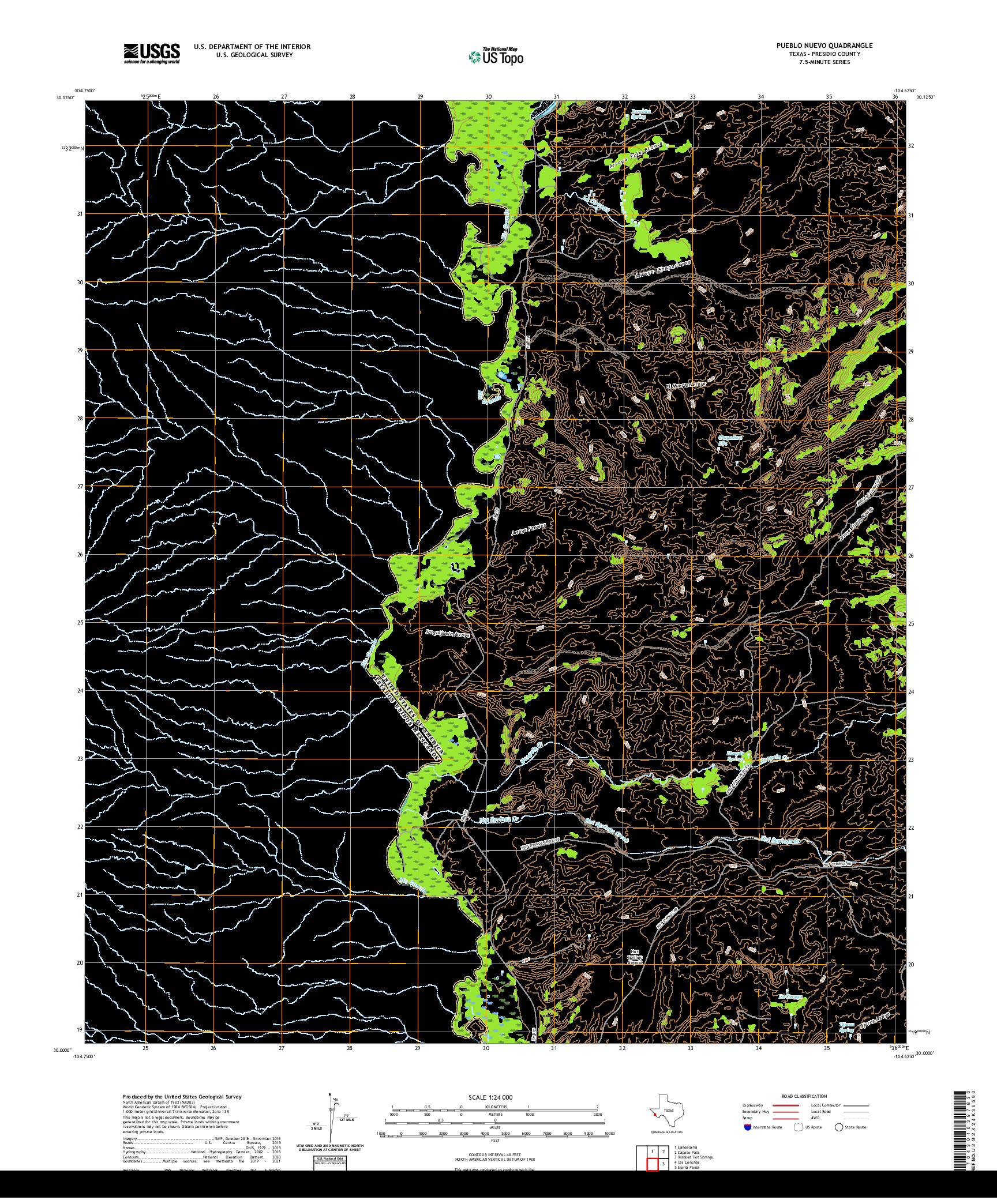 US TOPO 7.5-MINUTE MAP FOR PUEBLO NUEVO, TX,CHH