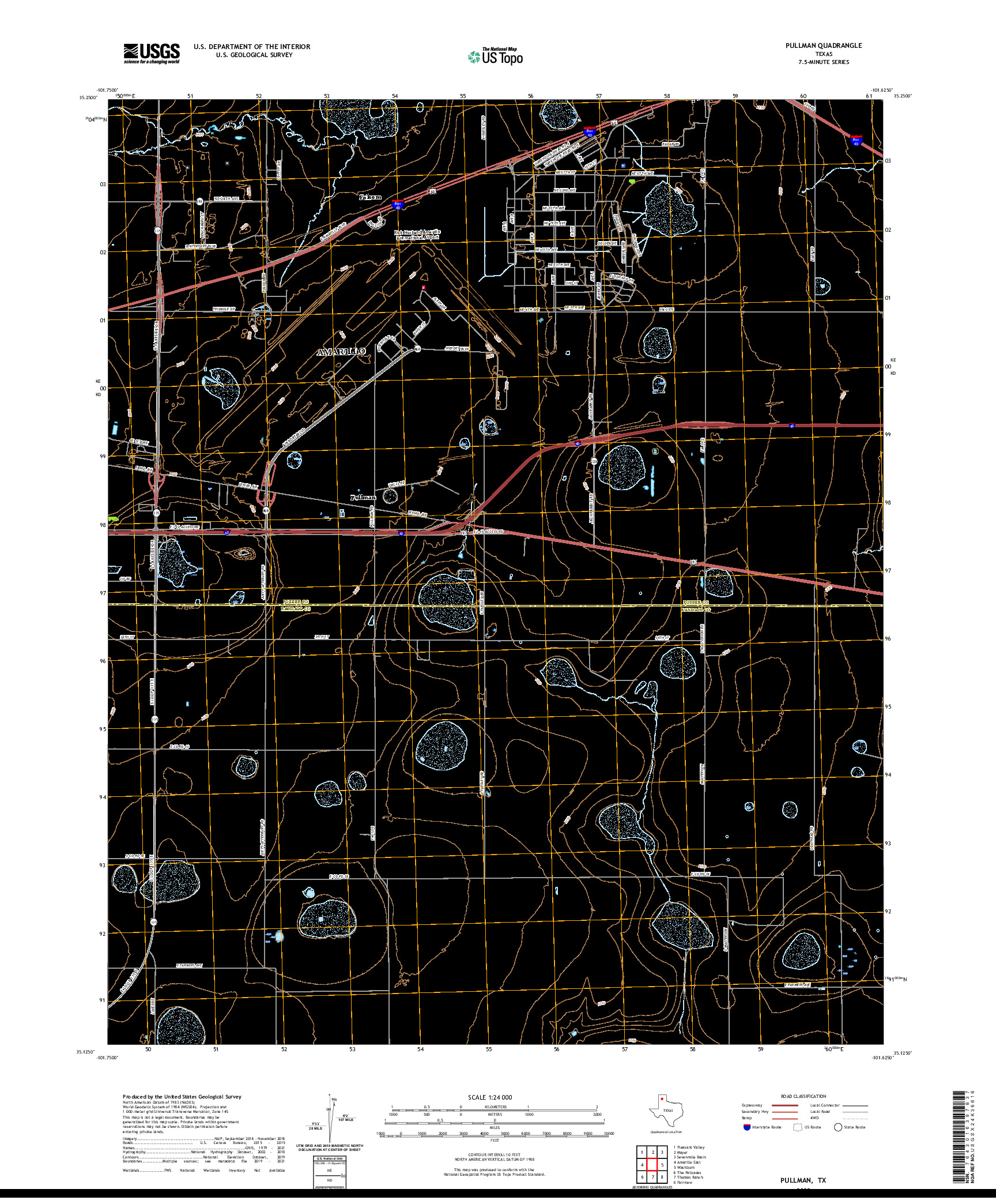 US TOPO 7.5-MINUTE MAP FOR PULLMAN, TX