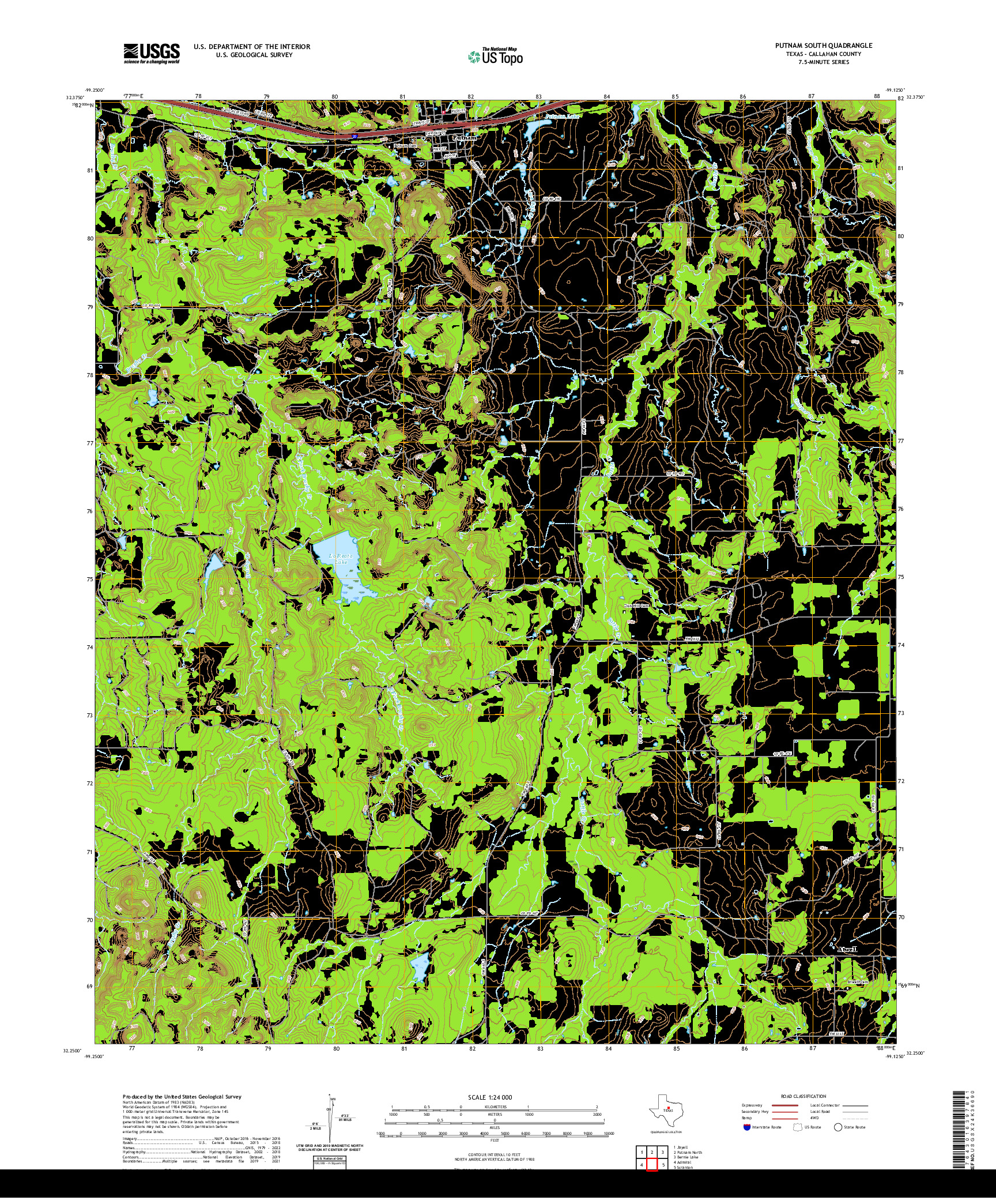 US TOPO 7.5-MINUTE MAP FOR PUTNAM SOUTH, TX