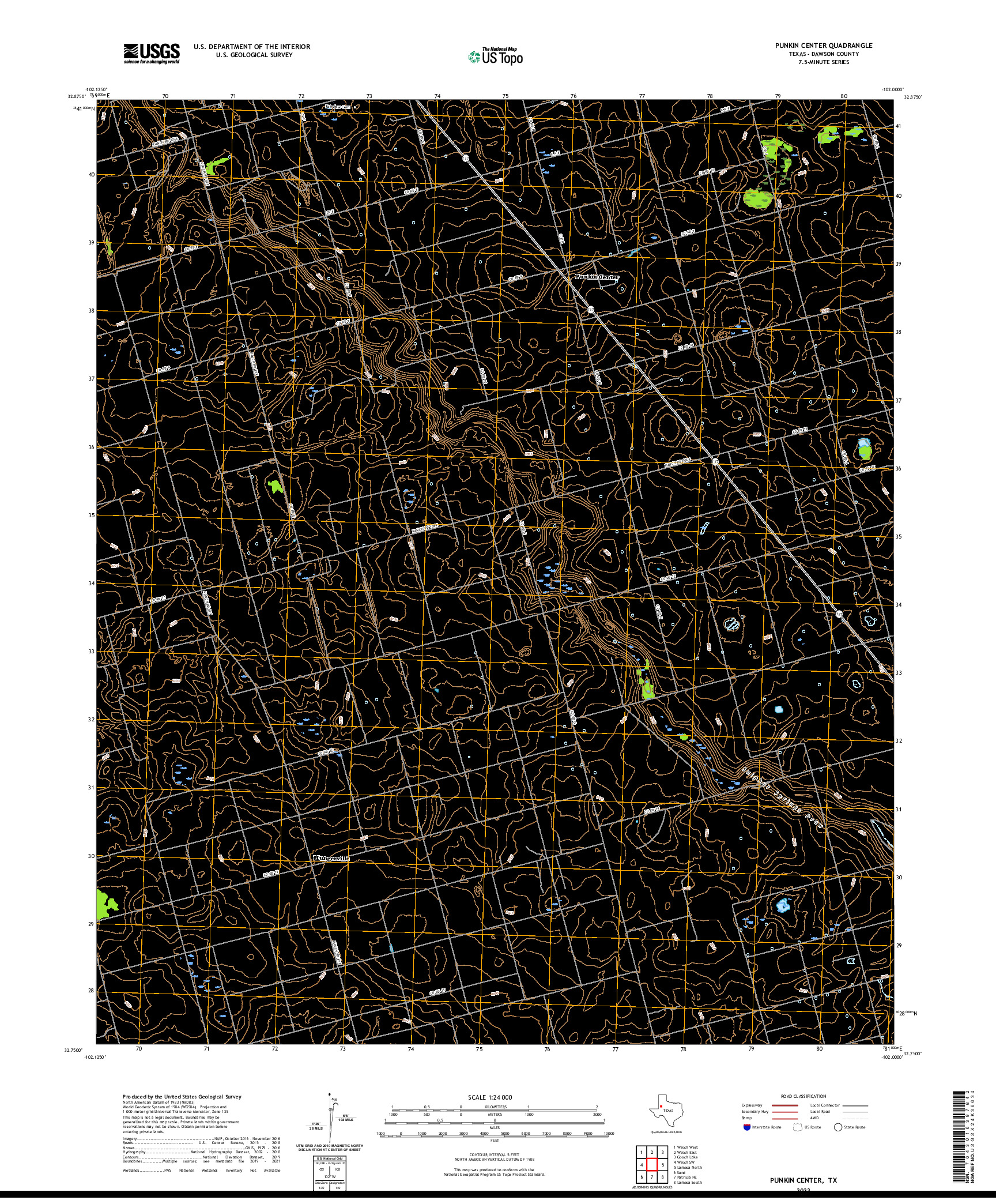 US TOPO 7.5-MINUTE MAP FOR PUNKIN CENTER, TX