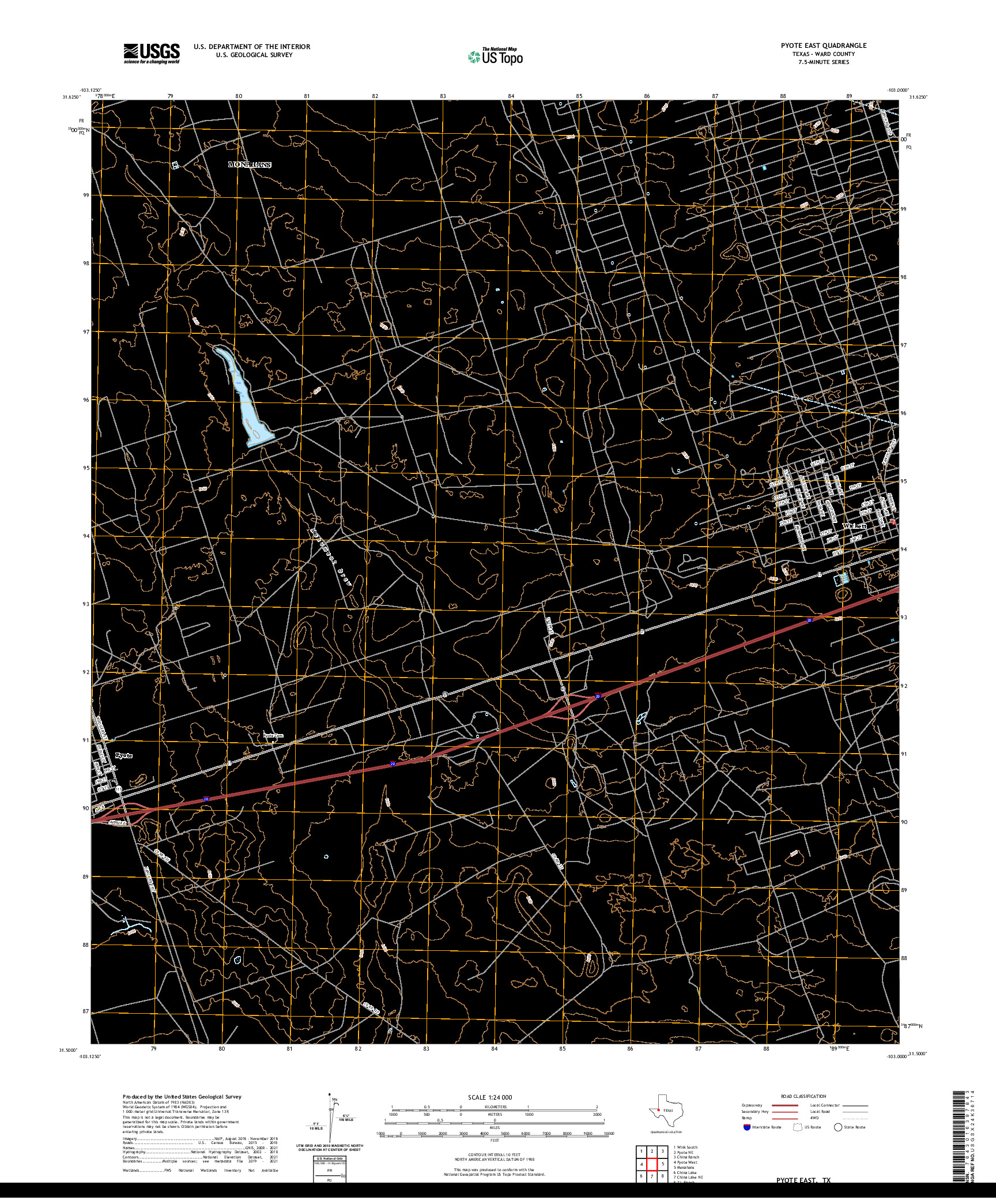 US TOPO 7.5-MINUTE MAP FOR PYOTE EAST, TX