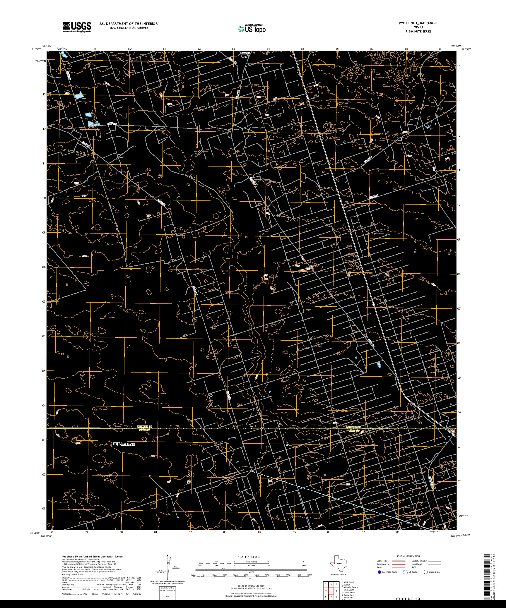 US TOPO 7.5-MINUTE MAP FOR PYOTE NE, TX