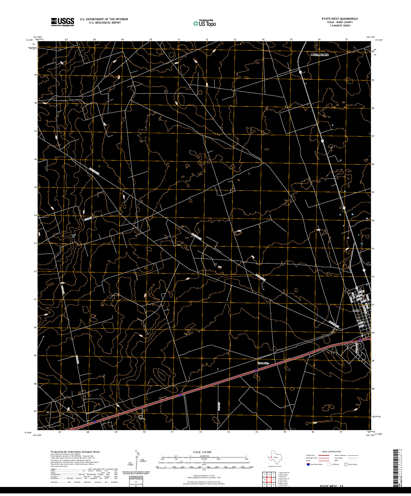 US TOPO 7.5-MINUTE MAP FOR PYOTE WEST, TX