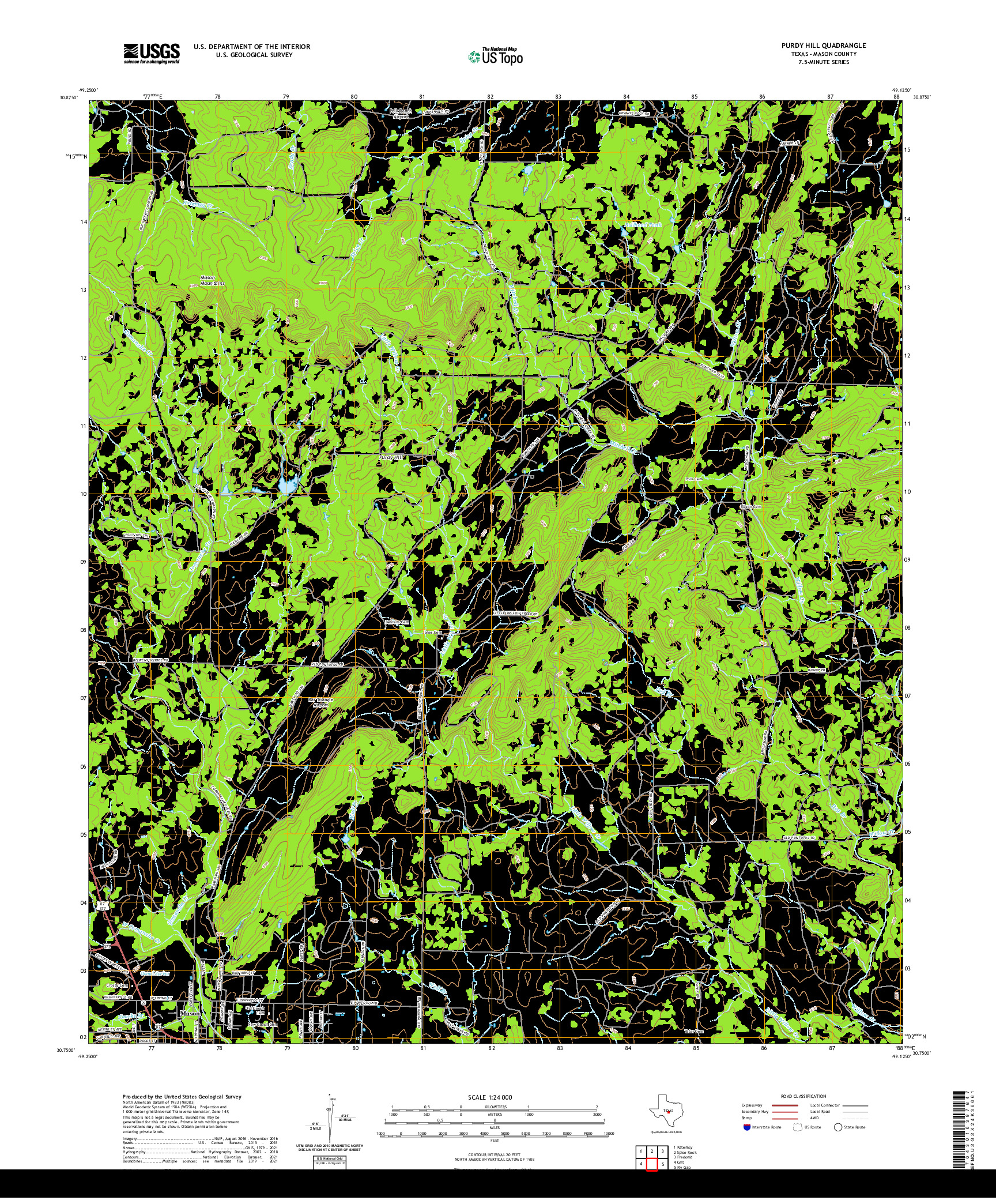 US TOPO 7.5-MINUTE MAP FOR PURDY HILL, TX