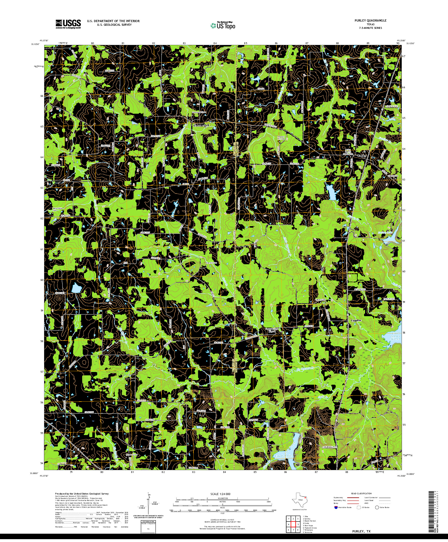 US TOPO 7.5-MINUTE MAP FOR PURLEY, TX