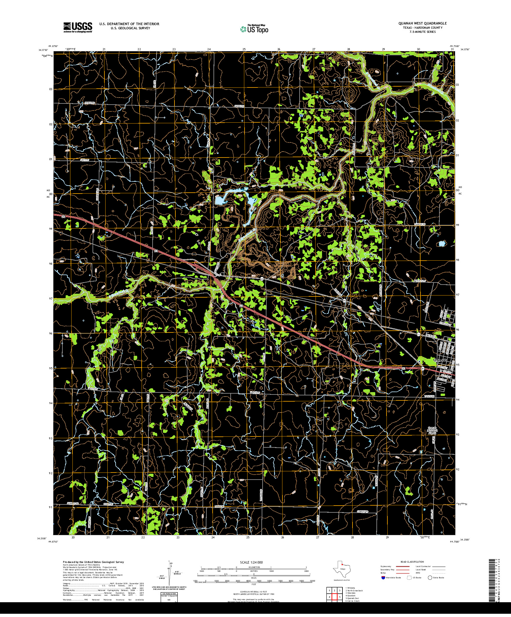 US TOPO 7.5-MINUTE MAP FOR QUANAH WEST, TX