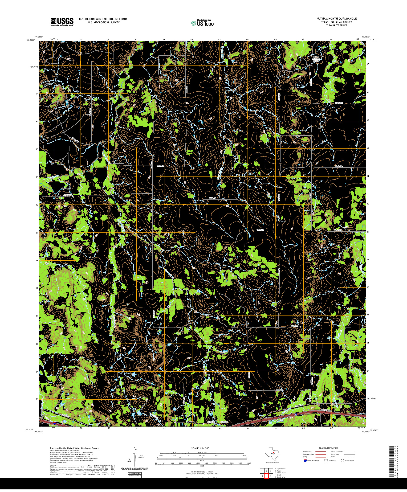 US TOPO 7.5-MINUTE MAP FOR PUTNAM NORTH, TX