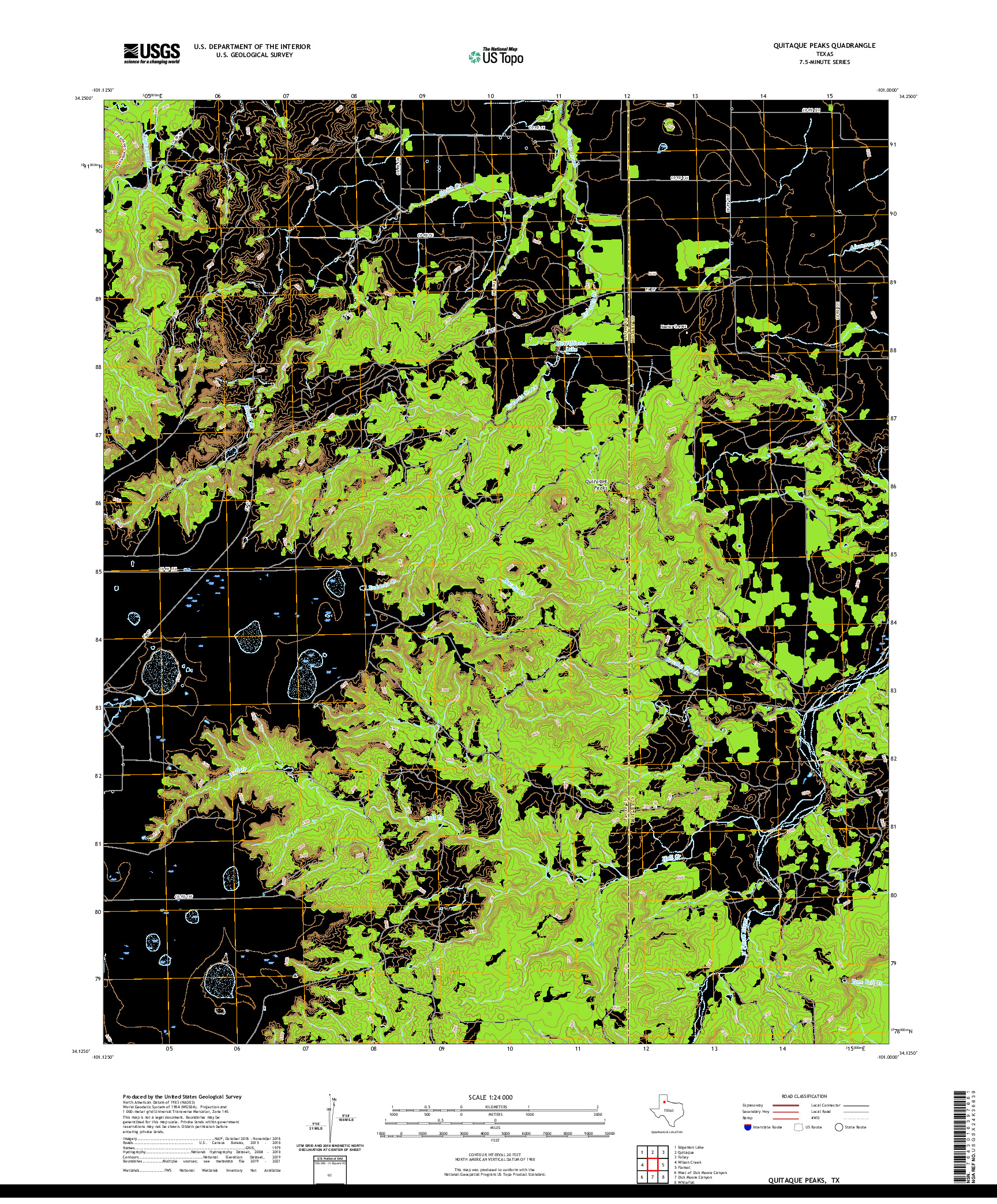 US TOPO 7.5-MINUTE MAP FOR QUITAQUE PEAKS, TX