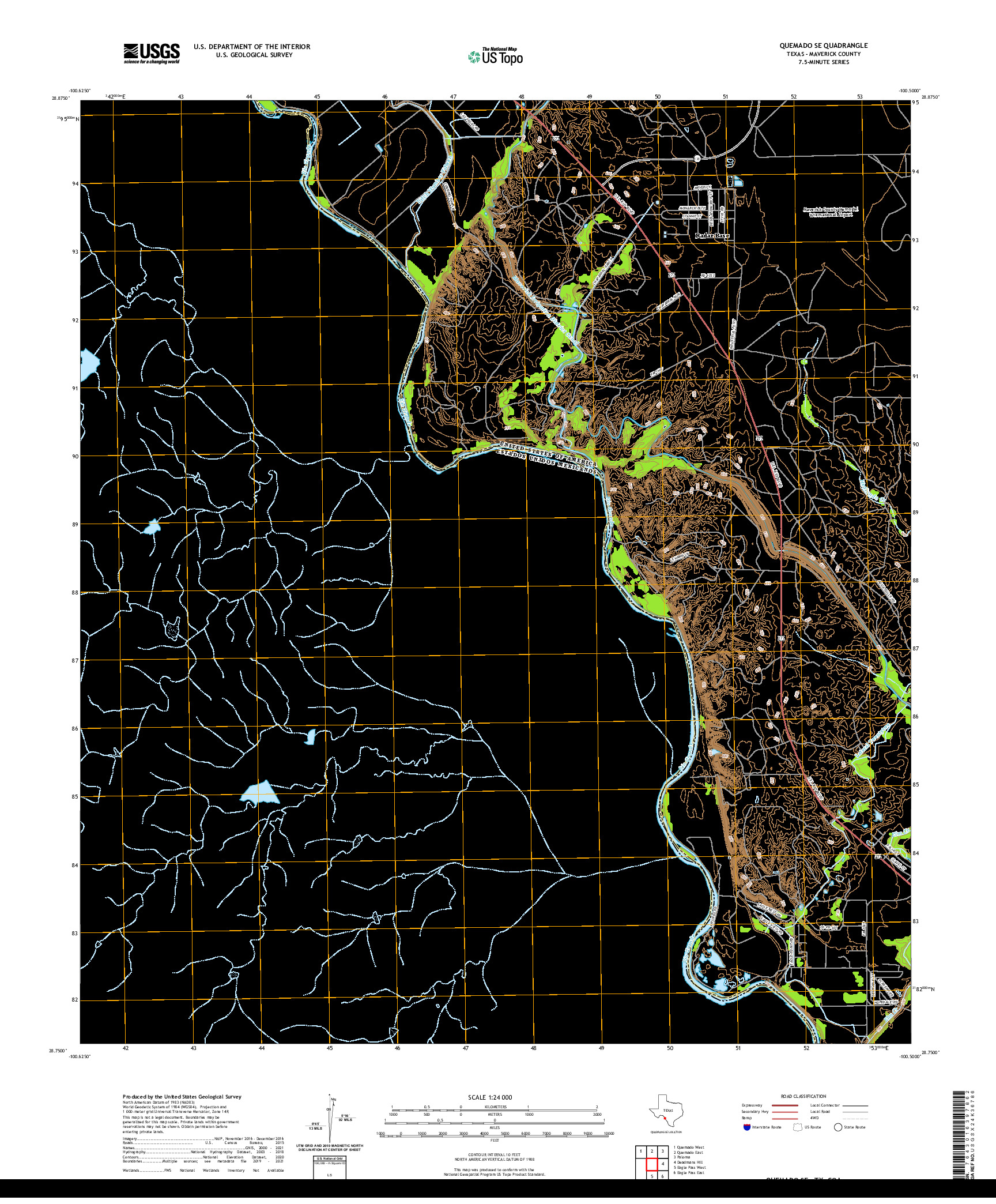 US TOPO 7.5-MINUTE MAP FOR QUEMADO SE, TX,COA