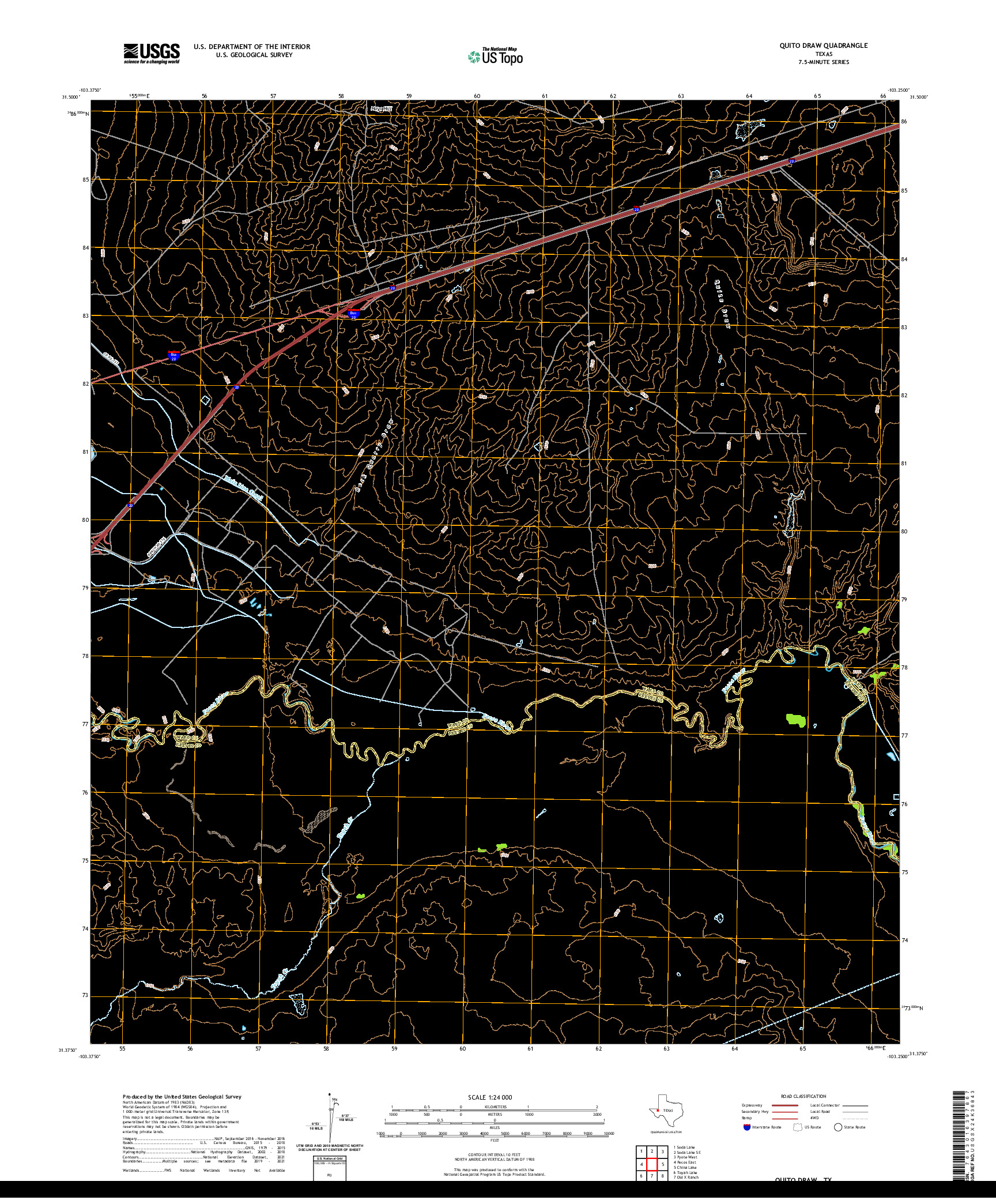 US TOPO 7.5-MINUTE MAP FOR QUITO DRAW, TX