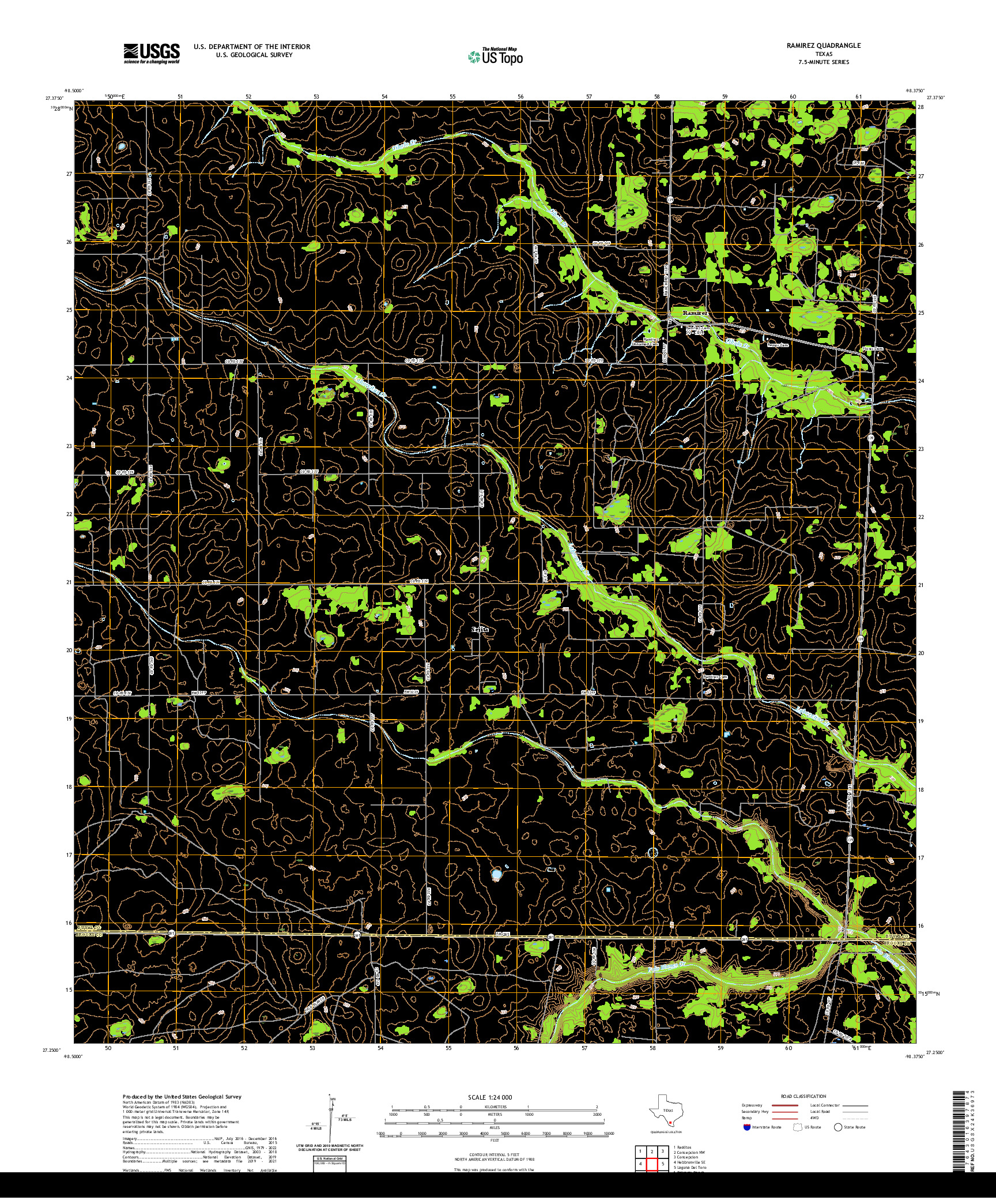 US TOPO 7.5-MINUTE MAP FOR RAMIREZ, TX