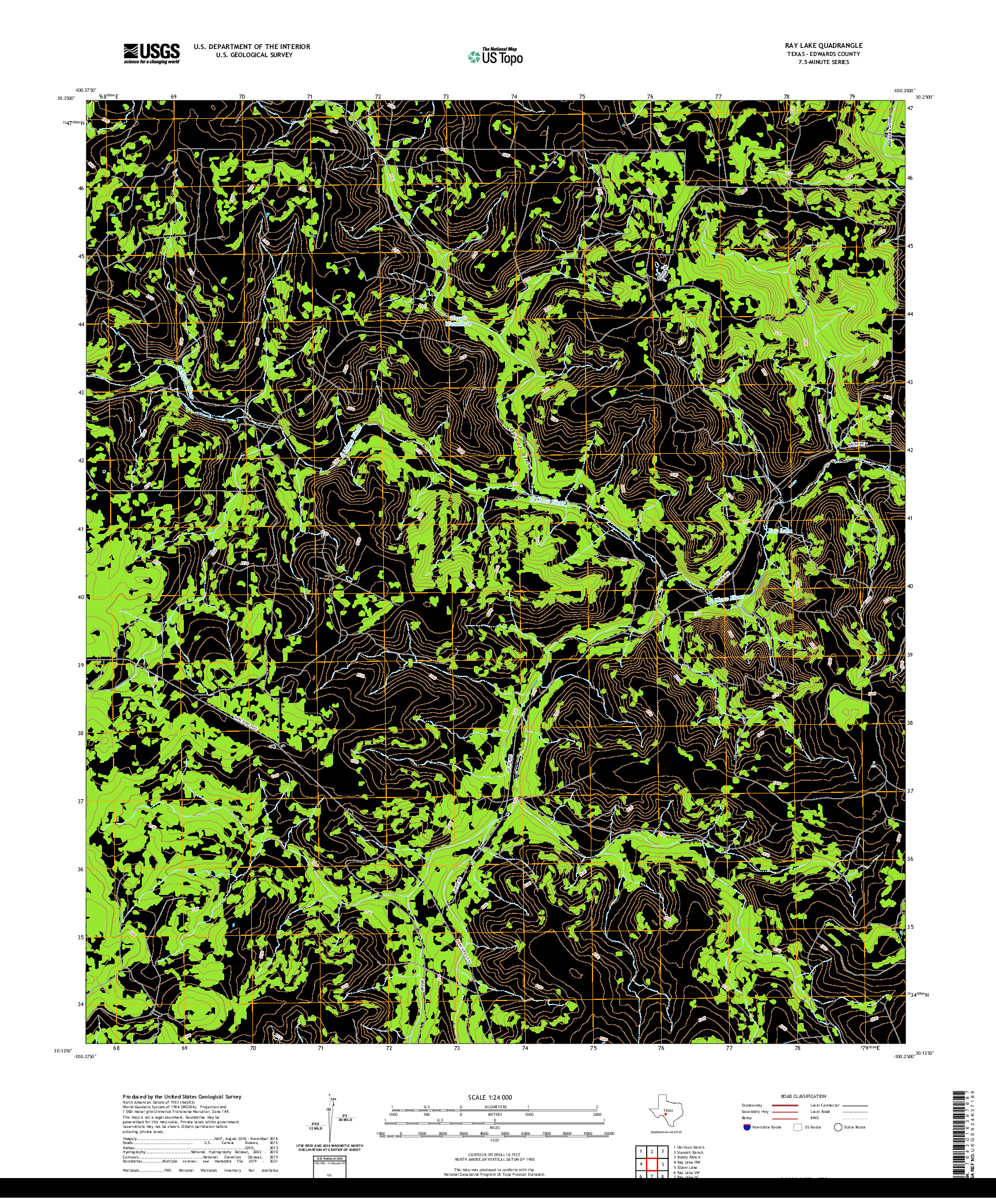 US TOPO 7.5-MINUTE MAP FOR RAY LAKE, TX