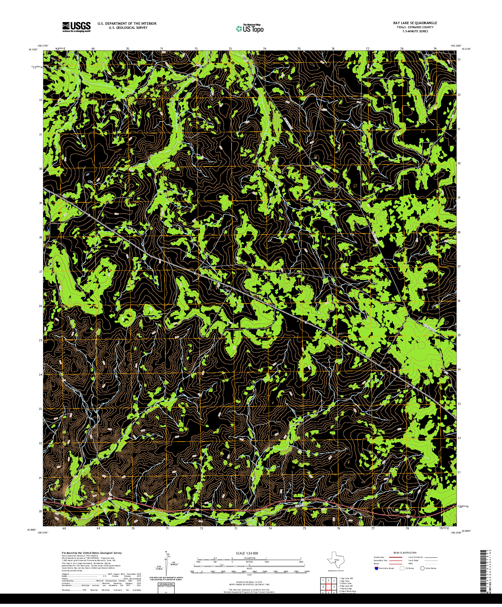 US TOPO 7.5-MINUTE MAP FOR RAY LAKE SE, TX