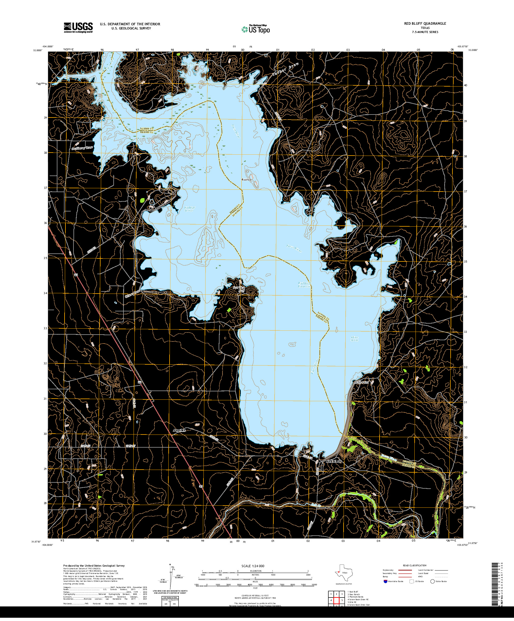 US TOPO 7.5-MINUTE MAP FOR RED BLUFF, TX