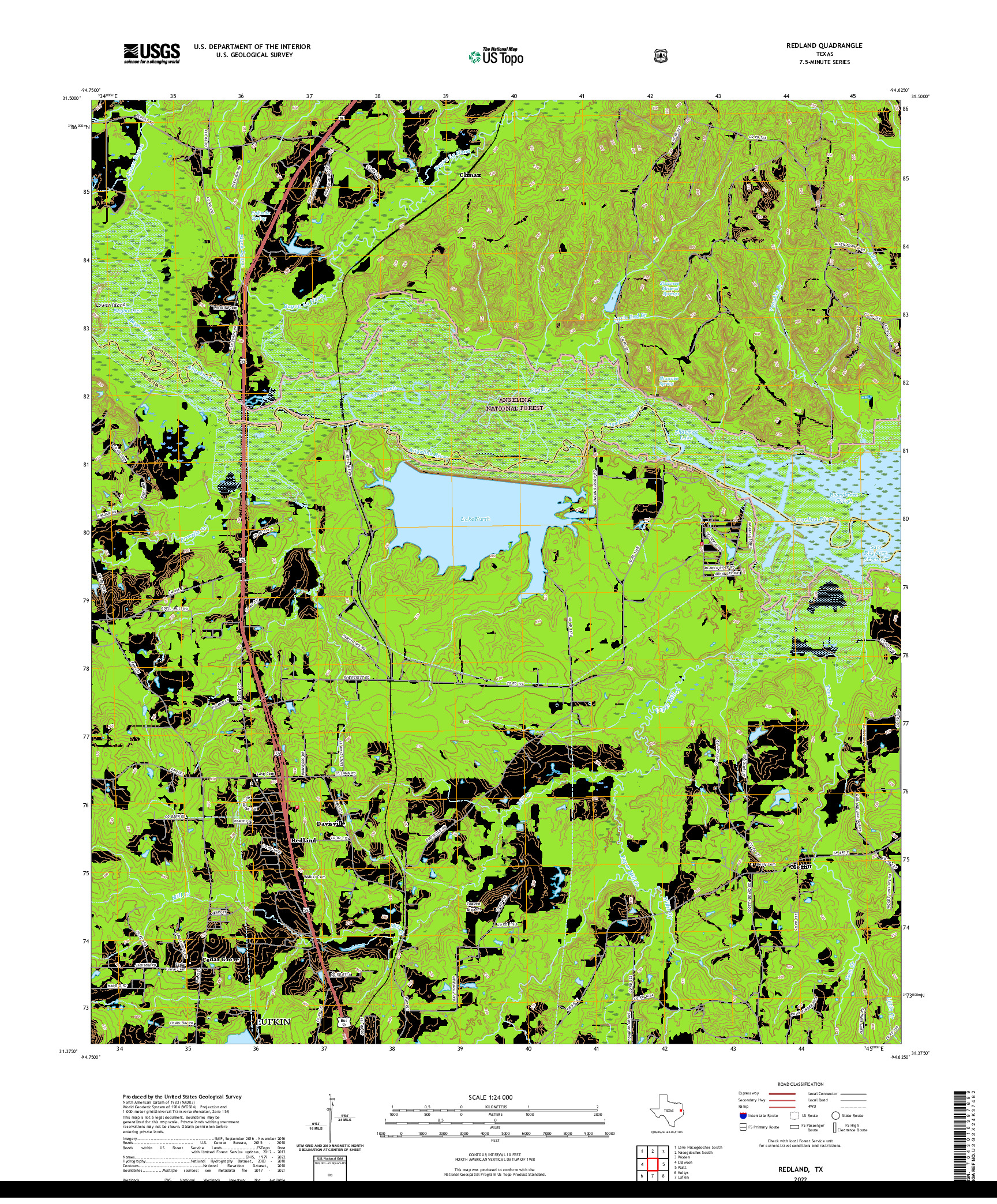 US TOPO 7.5-MINUTE MAP FOR REDLAND, TX