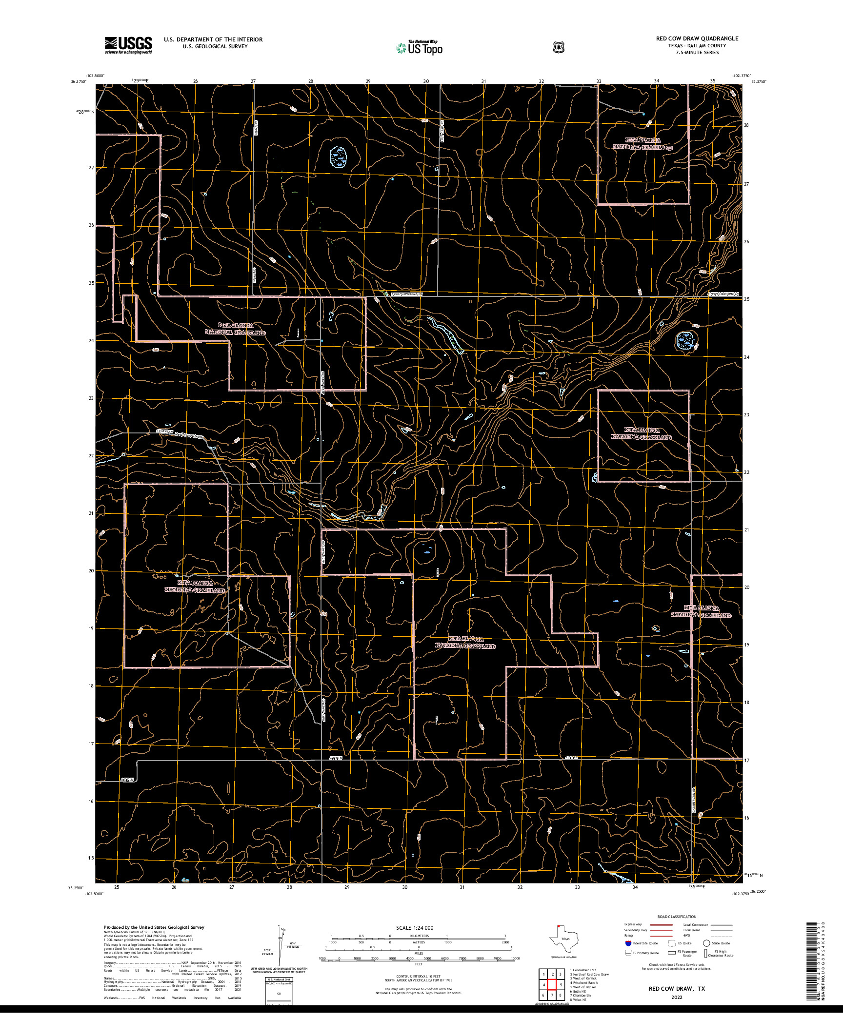 US TOPO 7.5-MINUTE MAP FOR RED COW DRAW, TX