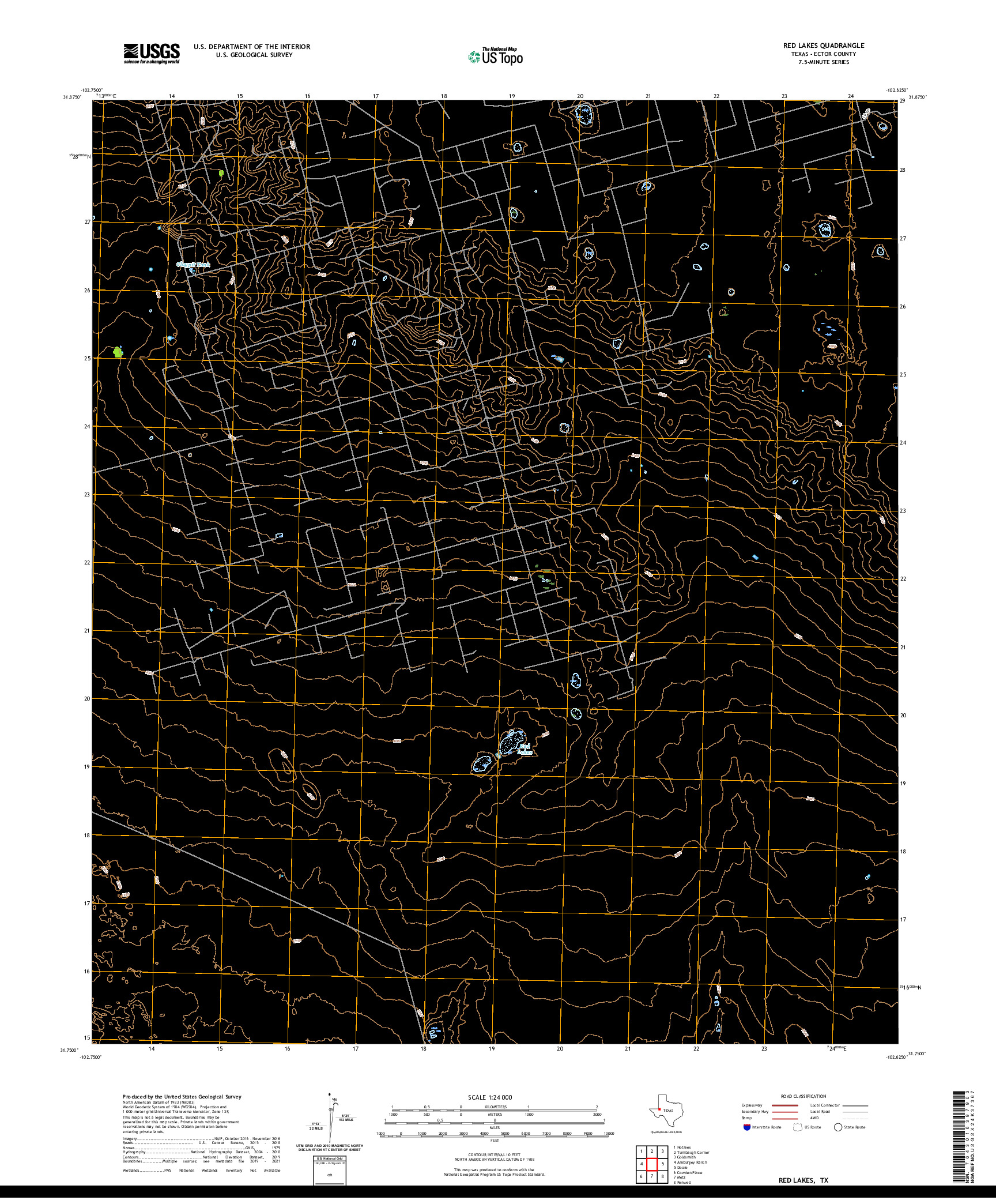 US TOPO 7.5-MINUTE MAP FOR RED LAKES, TX