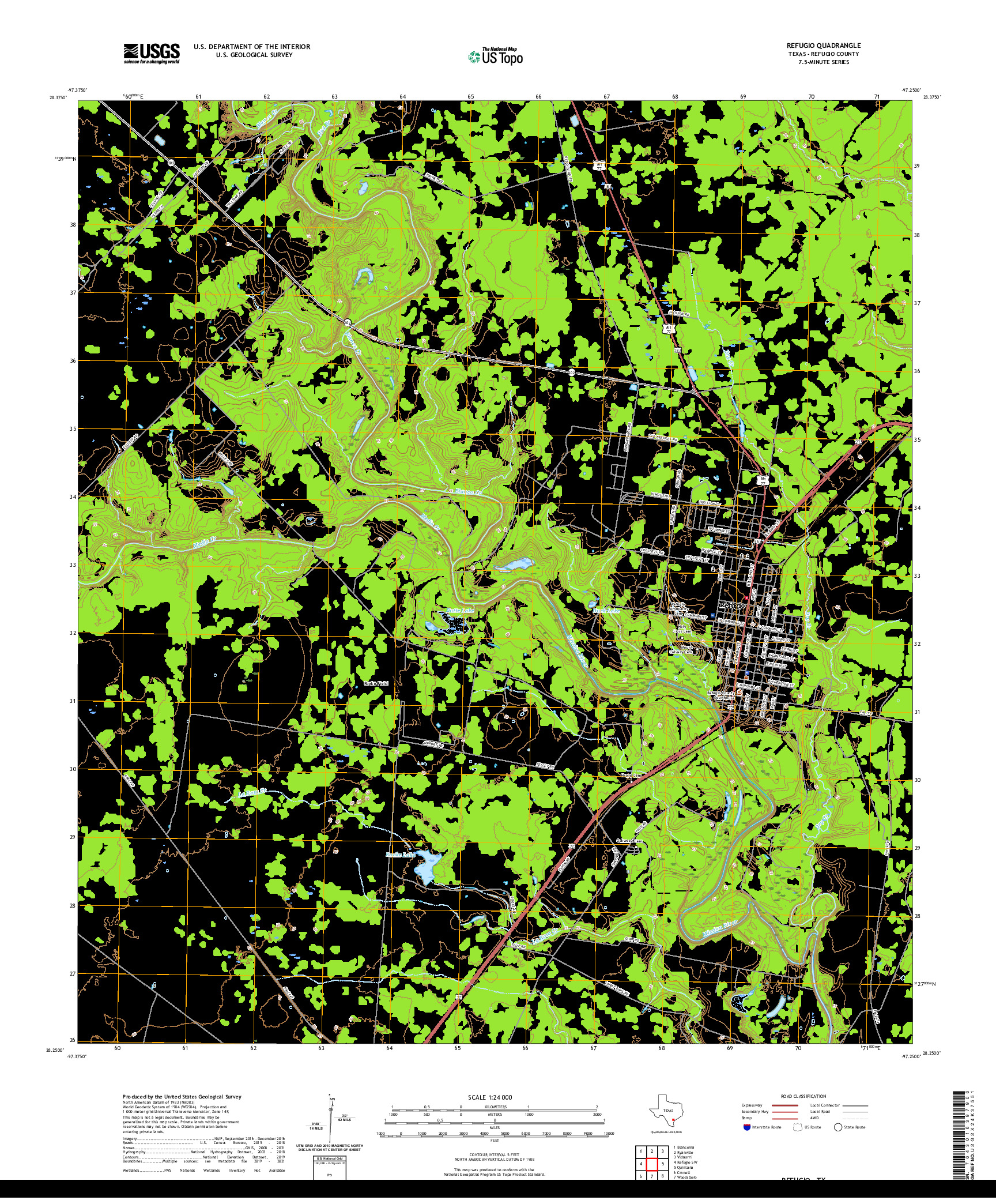 US TOPO 7.5-MINUTE MAP FOR REFUGIO, TX