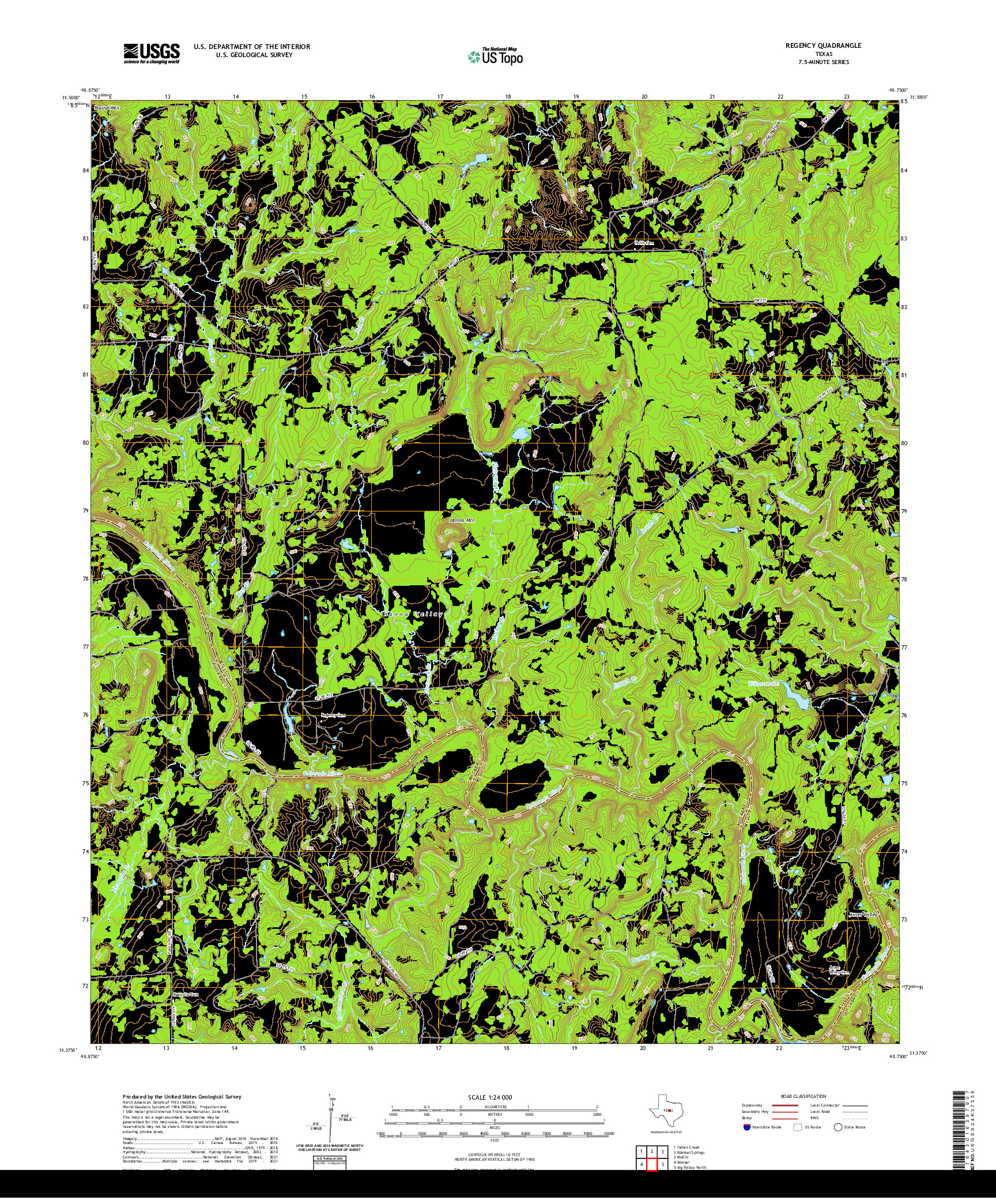 US TOPO 7.5-MINUTE MAP FOR REGENCY, TX