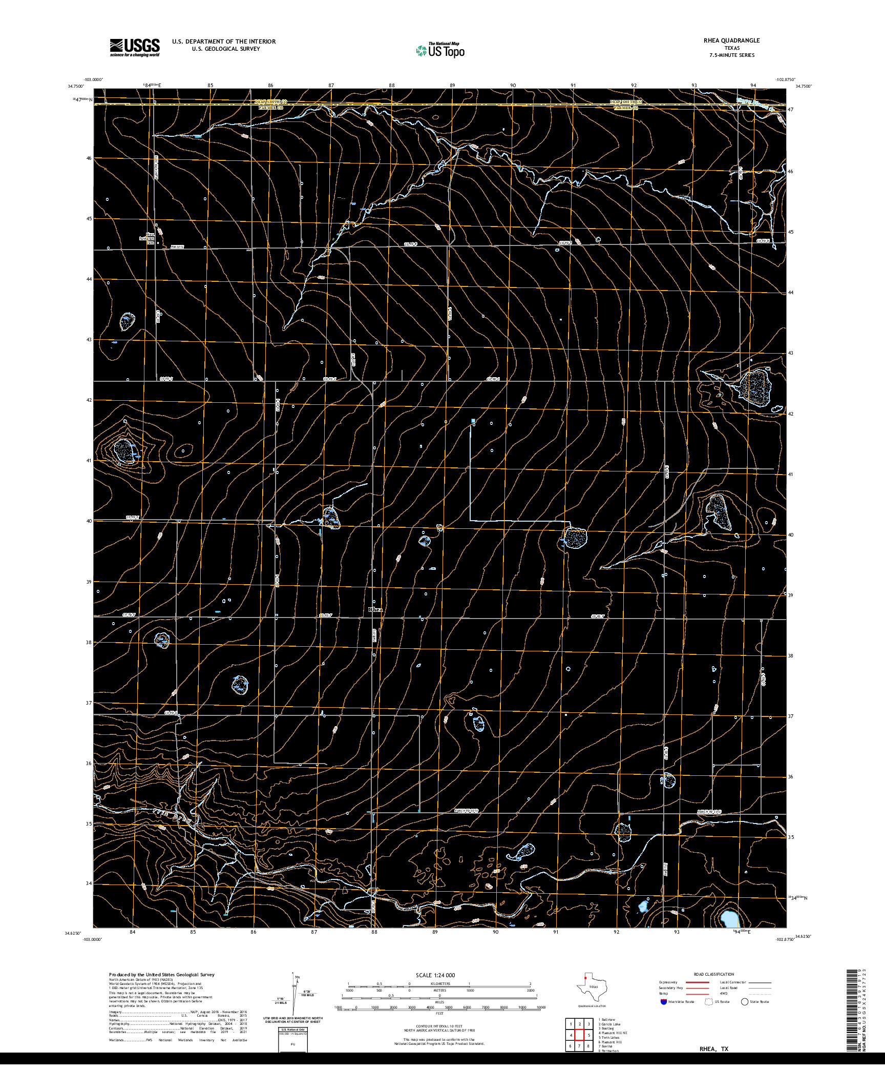 US TOPO 7.5-MINUTE MAP FOR RHEA, TX