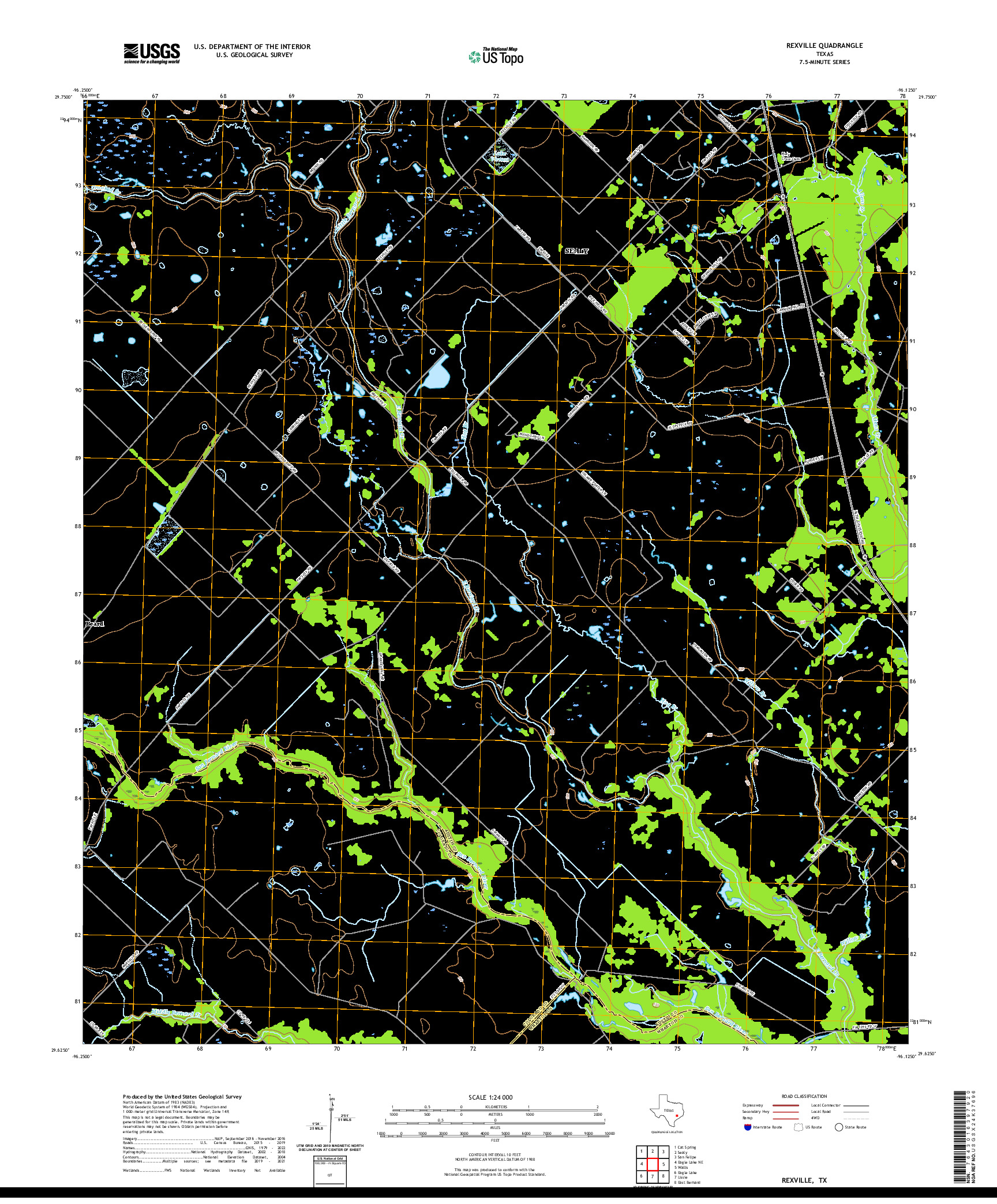 US TOPO 7.5-MINUTE MAP FOR REXVILLE, TX