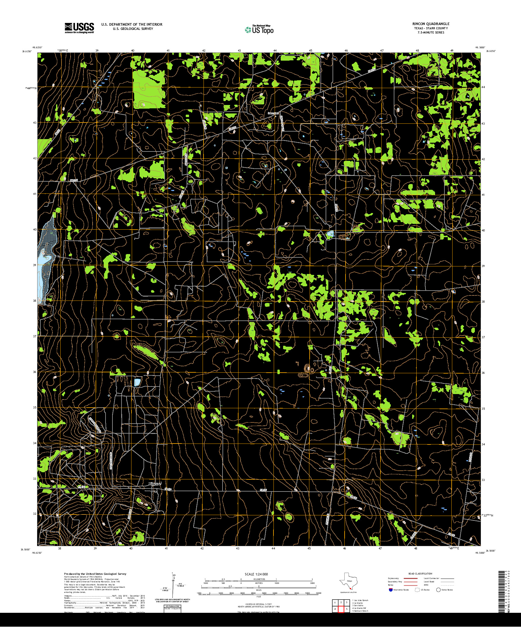 US TOPO 7.5-MINUTE MAP FOR RINCON, TX