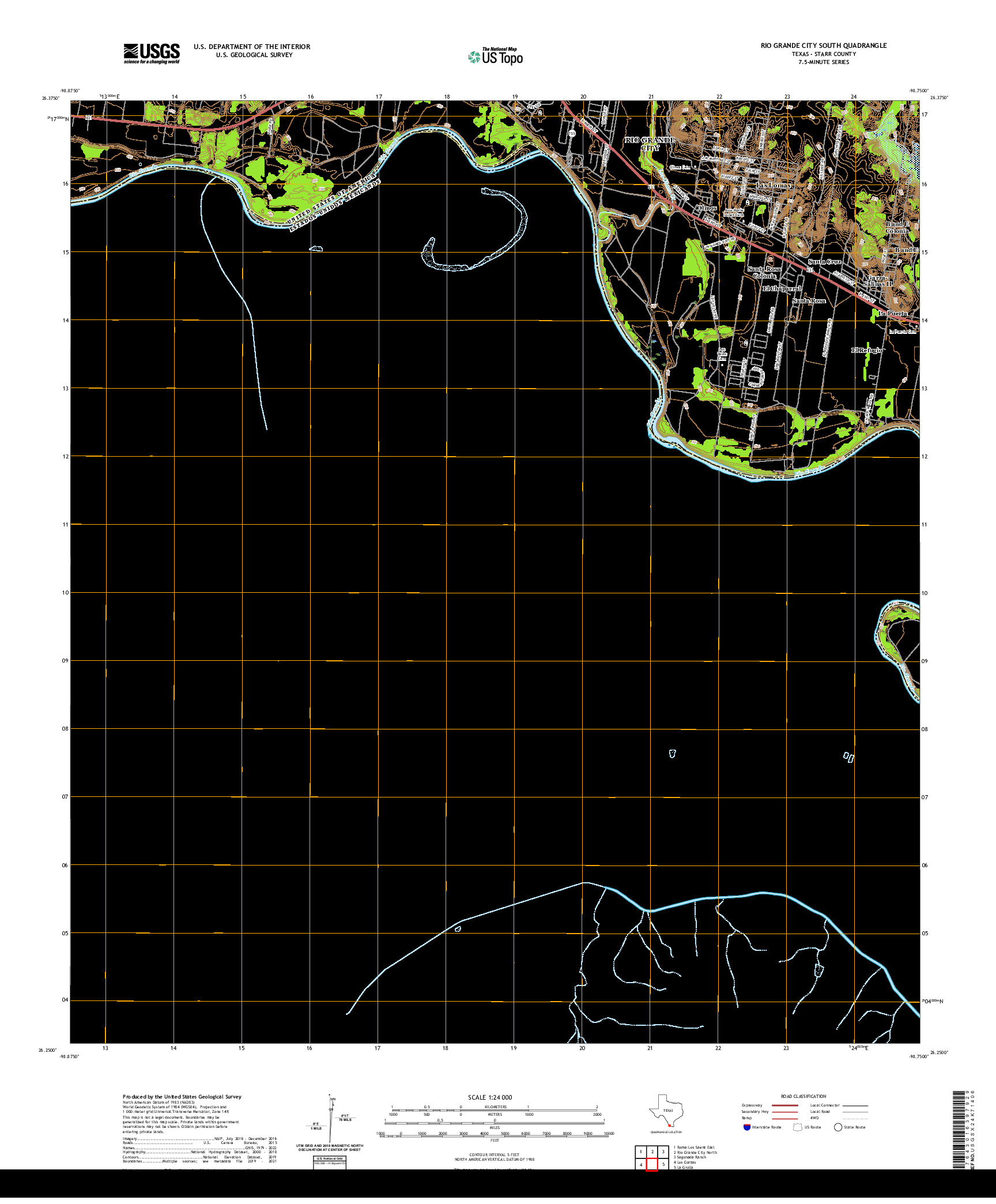 US TOPO 7.5-MINUTE MAP FOR RIO GRANDE CITY SOUTH, TX,TAM