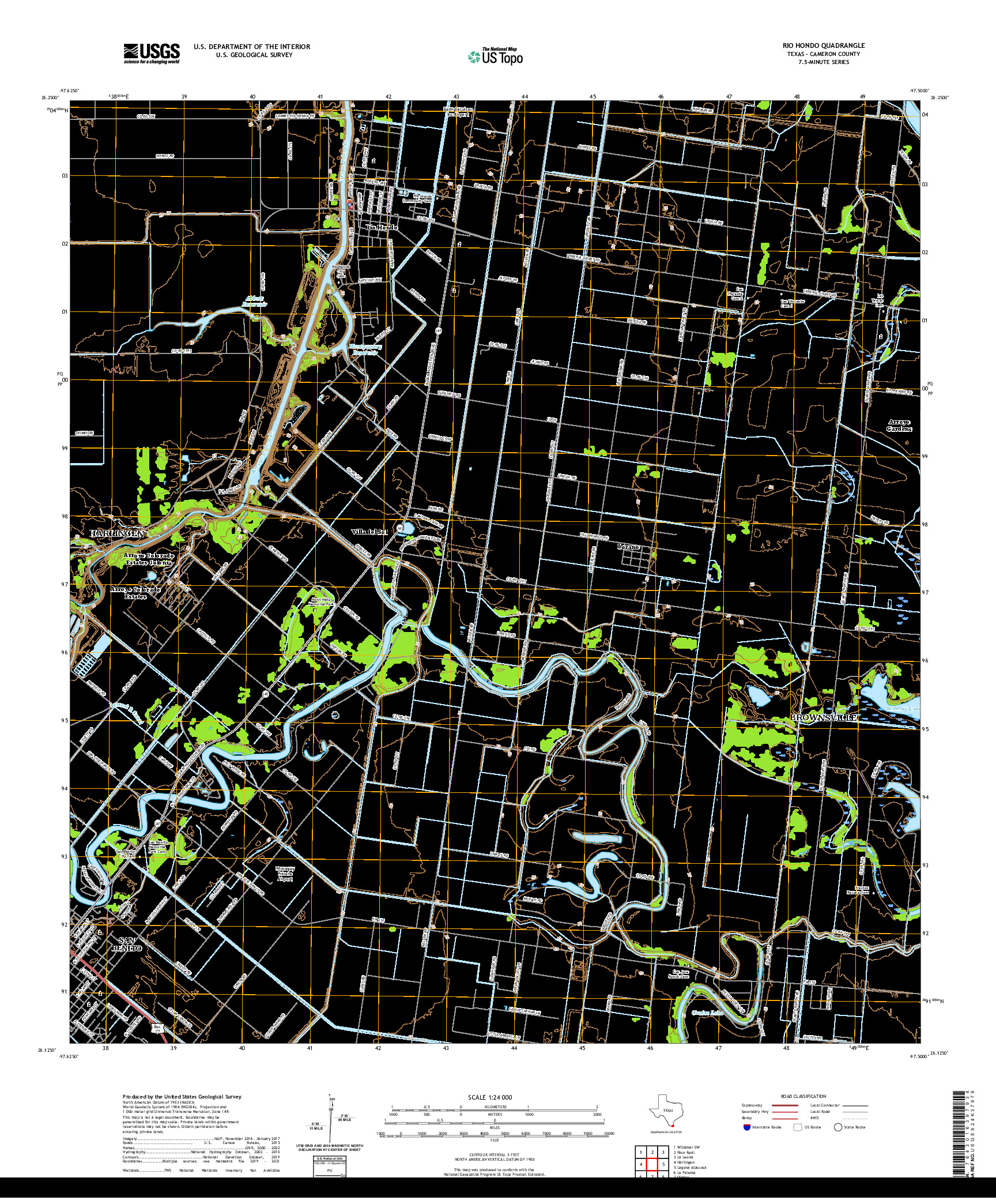 US TOPO 7.5-MINUTE MAP FOR RIO HONDO, TX