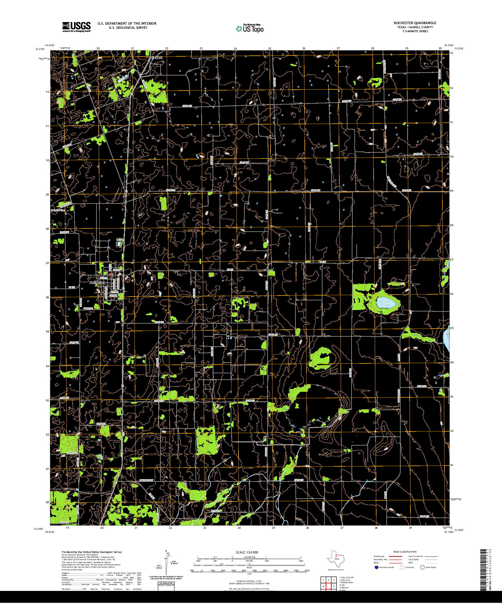 US TOPO 7.5-MINUTE MAP FOR ROCHESTER, TX