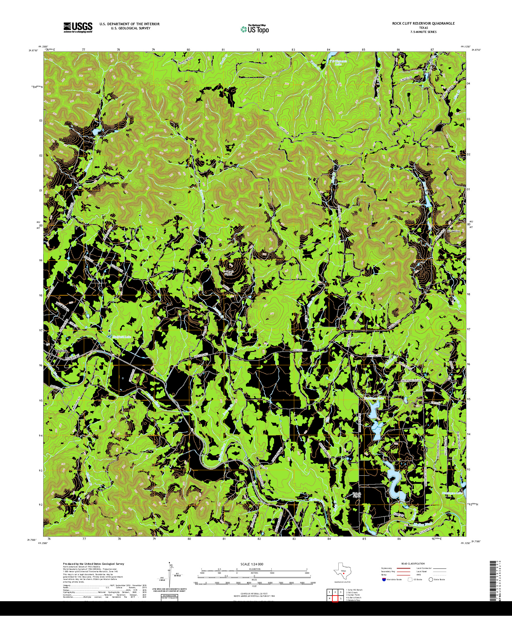 US TOPO 7.5-MINUTE MAP FOR ROCK CLIFF RESERVOIR, TX