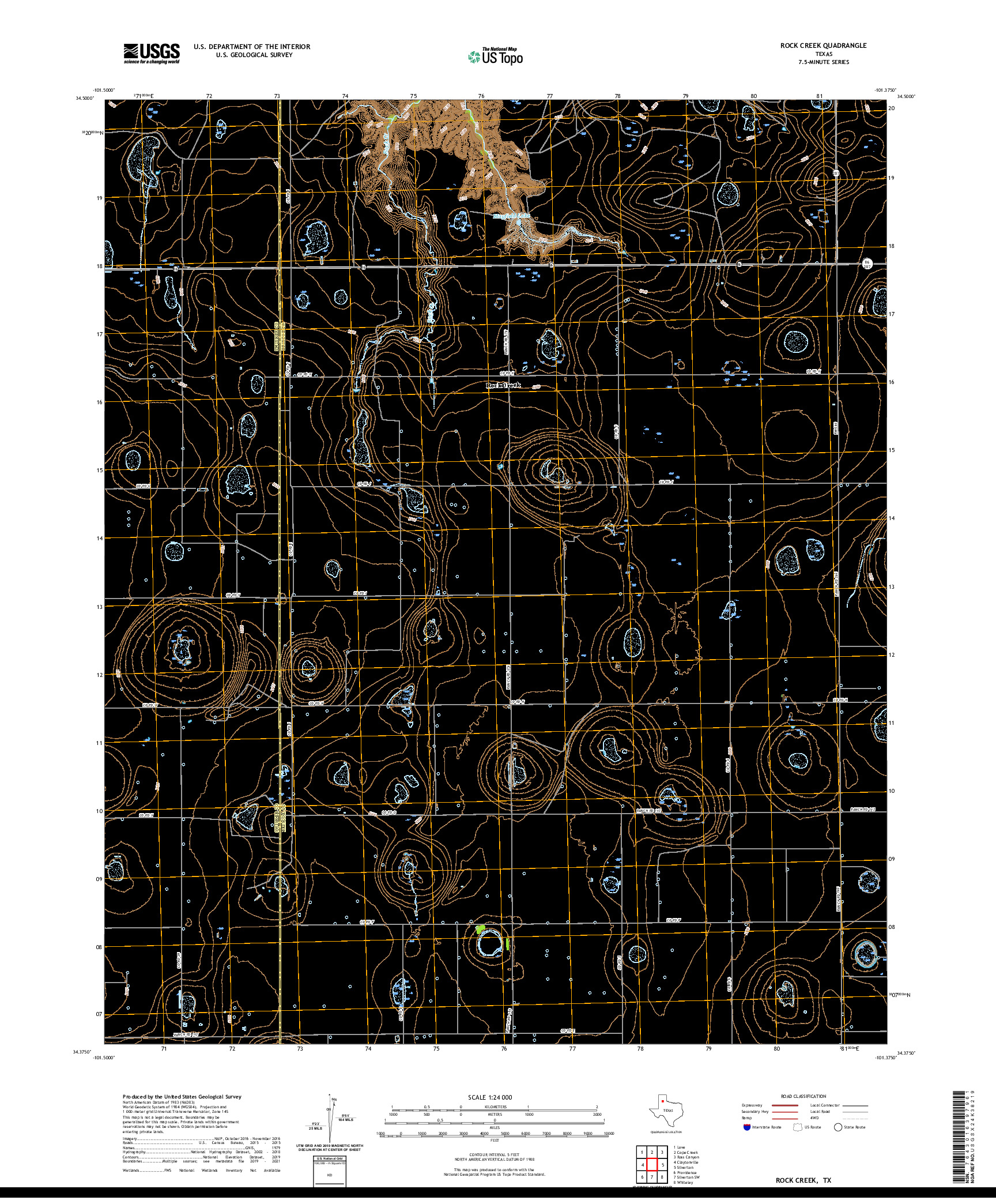 US TOPO 7.5-MINUTE MAP FOR ROCK CREEK, TX