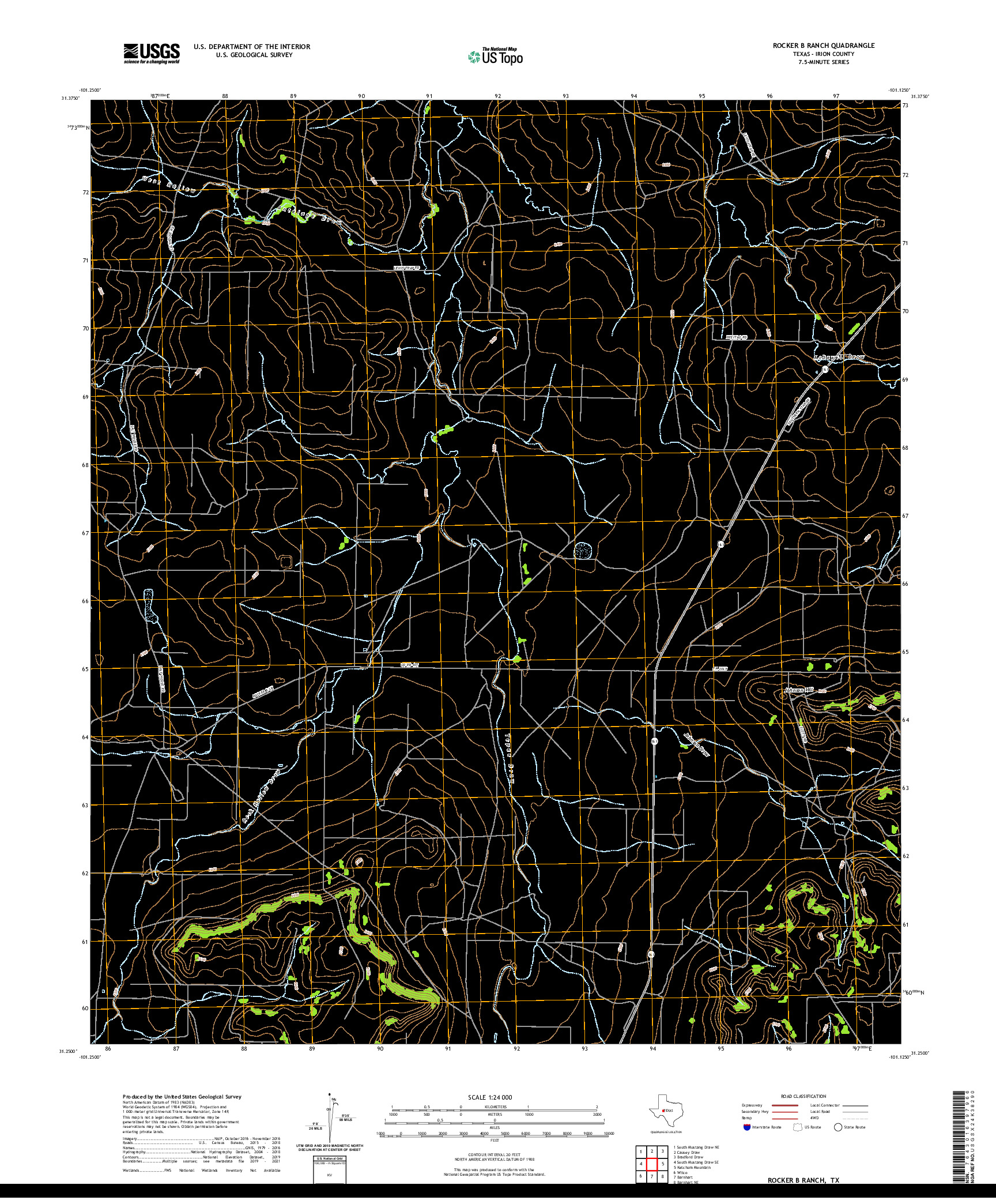 US TOPO 7.5-MINUTE MAP FOR ROCKER B RANCH, TX