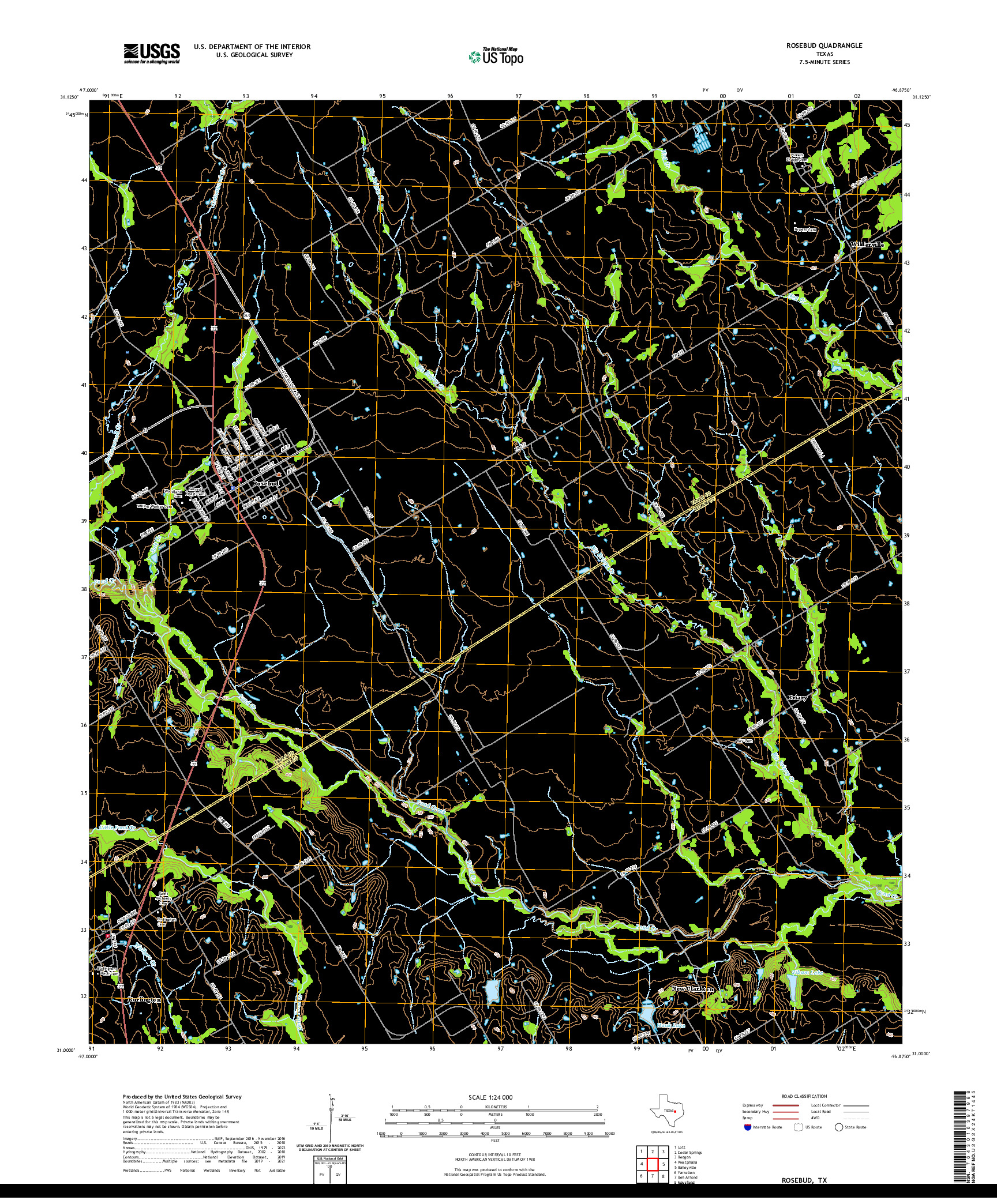 US TOPO 7.5-MINUTE MAP FOR ROSEBUD, TX