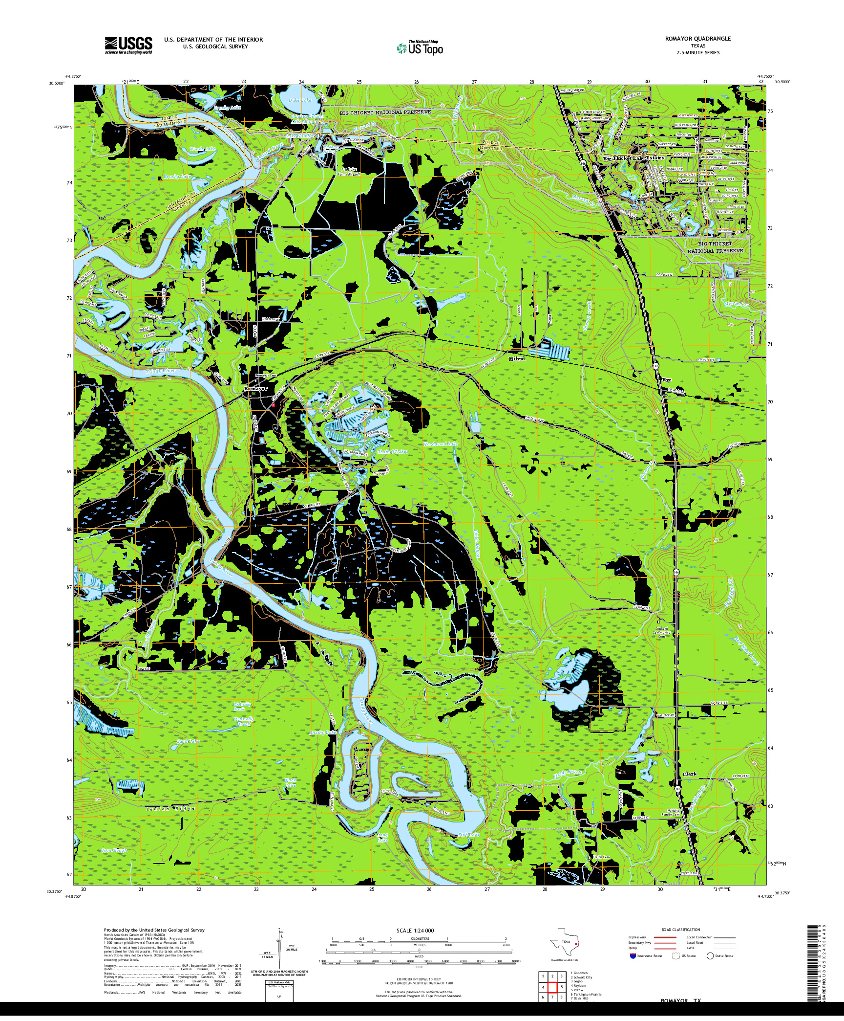 US TOPO 7.5-MINUTE MAP FOR ROMAYOR, TX