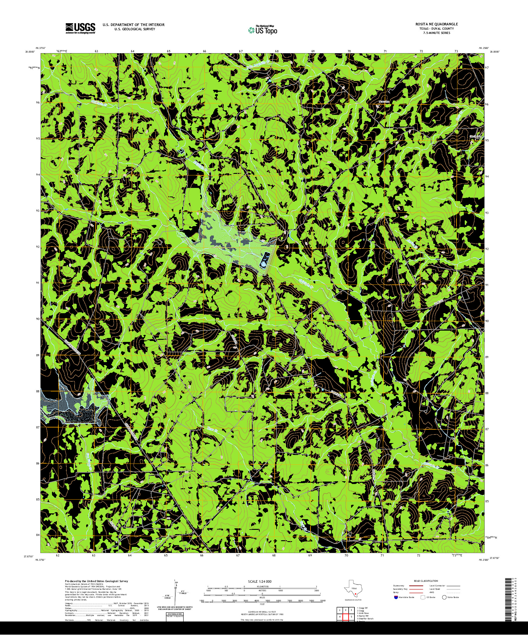 US TOPO 7.5-MINUTE MAP FOR ROSITA NE, TX