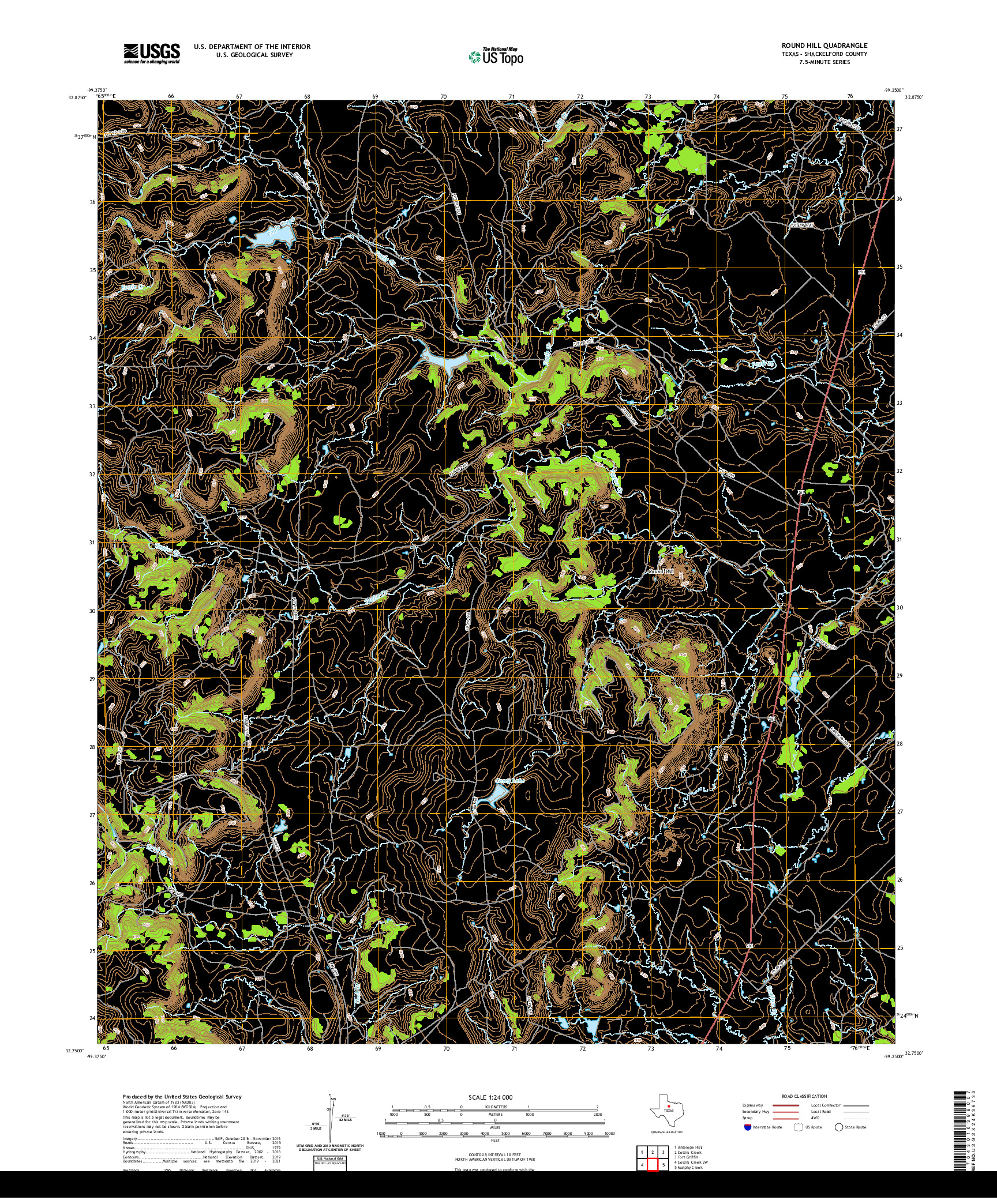 US TOPO 7.5-MINUTE MAP FOR ROUND HILL, TX