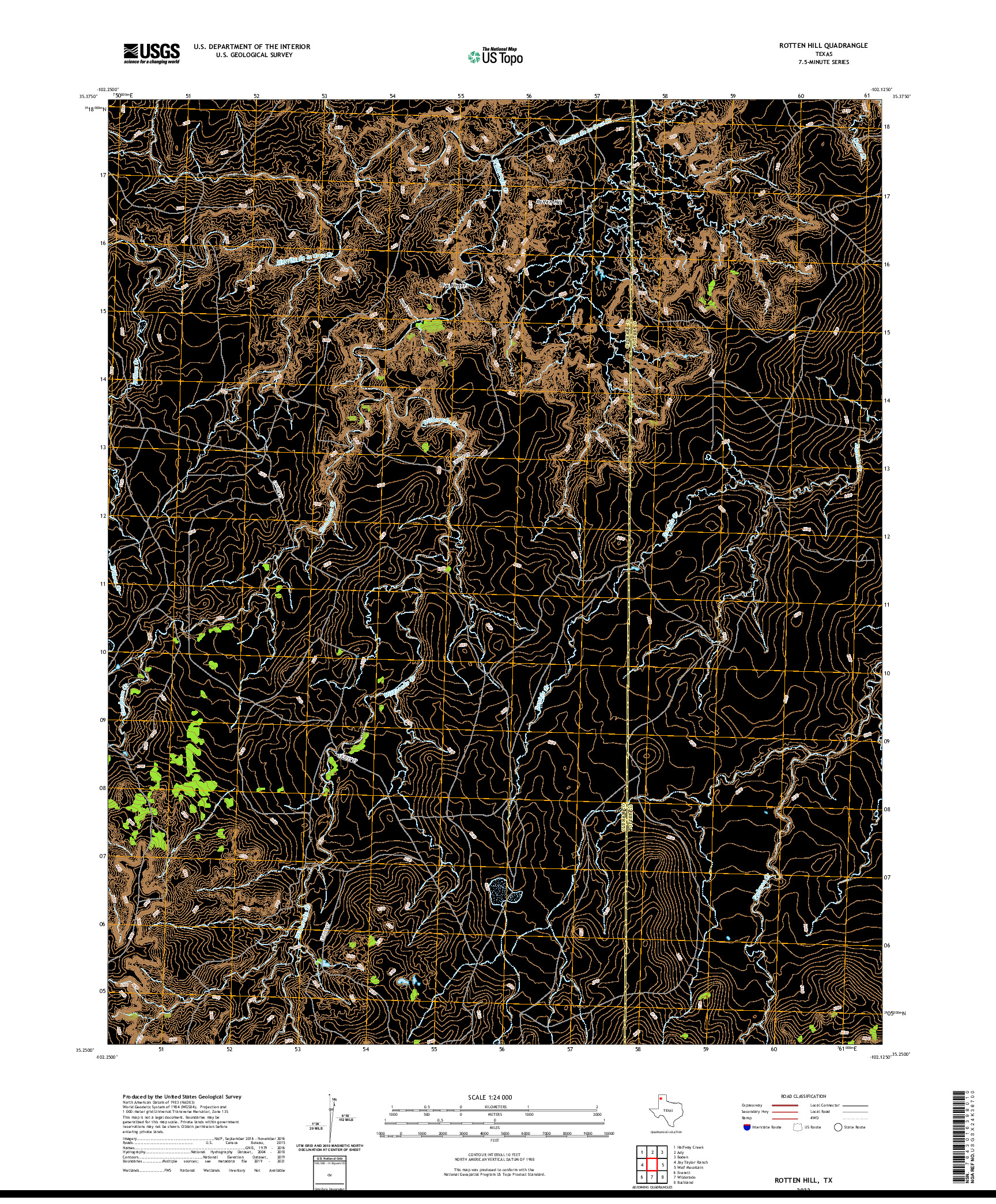 US TOPO 7.5-MINUTE MAP FOR ROTTEN HILL, TX