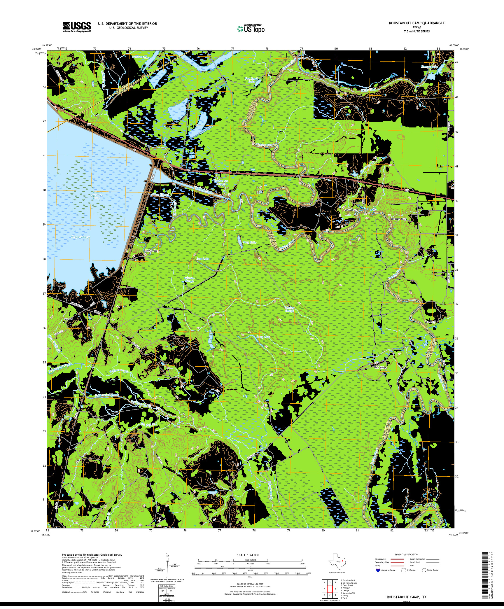 US TOPO 7.5-MINUTE MAP FOR ROUSTABOUT CAMP, TX