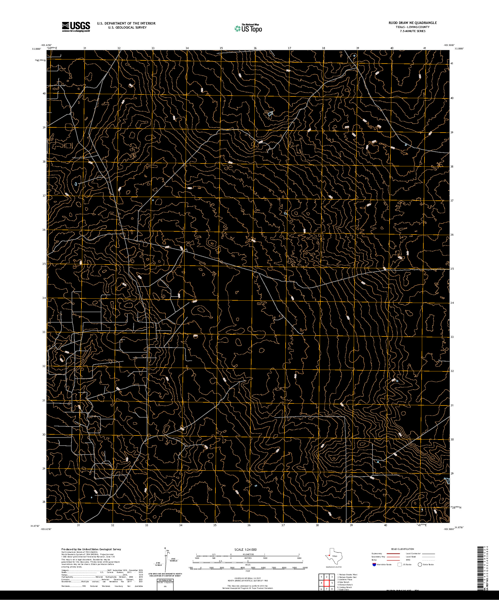 US TOPO 7.5-MINUTE MAP FOR RUDD DRAW NE, TX