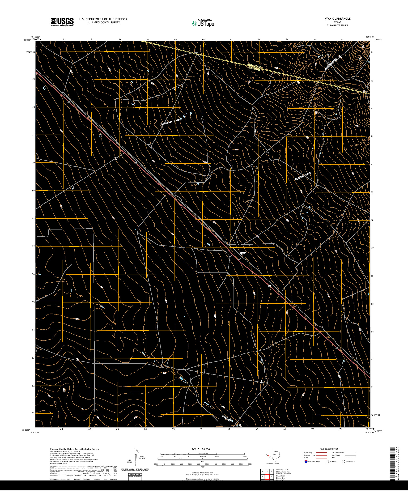 US TOPO 7.5-MINUTE MAP FOR RYAN, TX