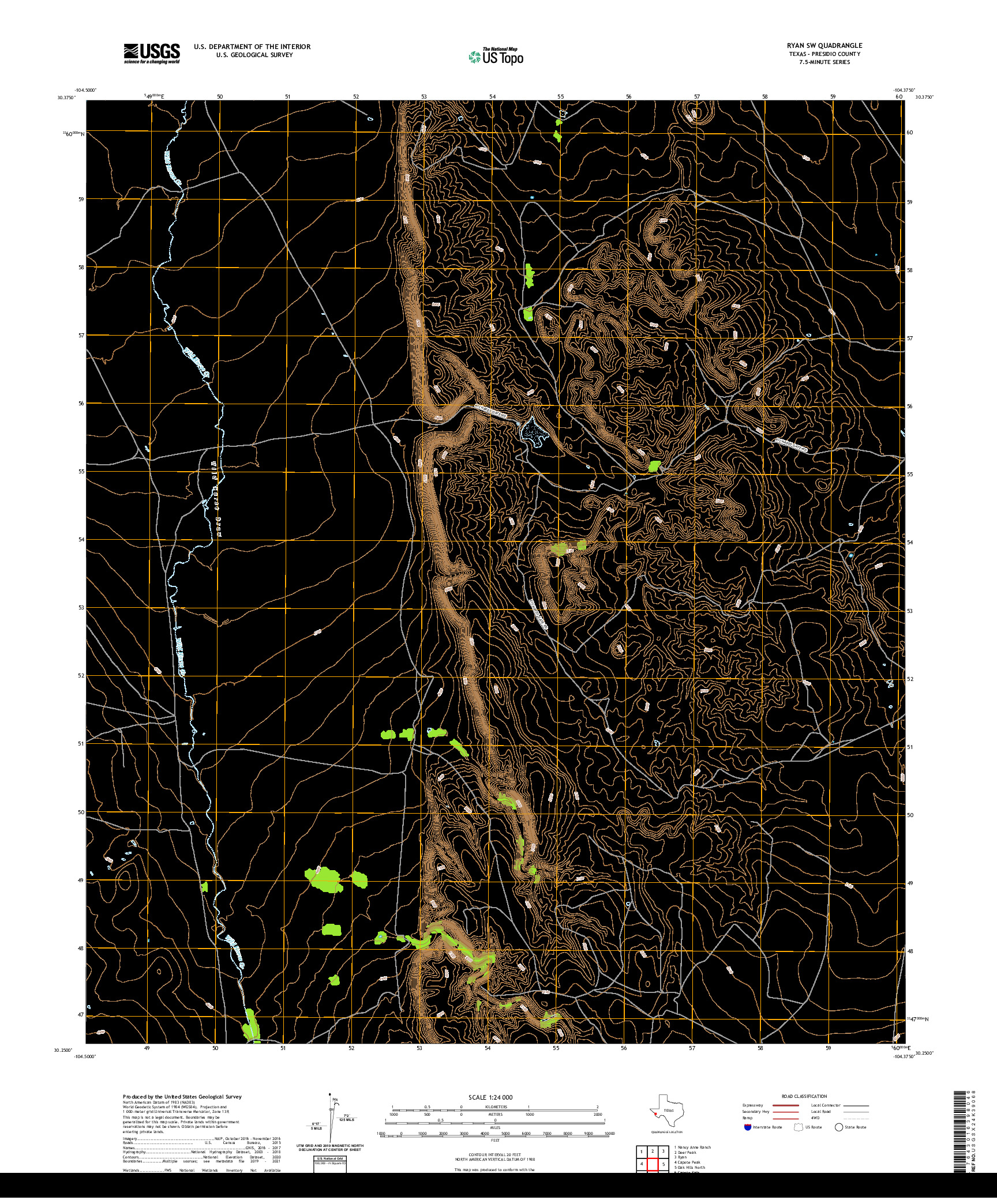 US TOPO 7.5-MINUTE MAP FOR RYAN SW, TX