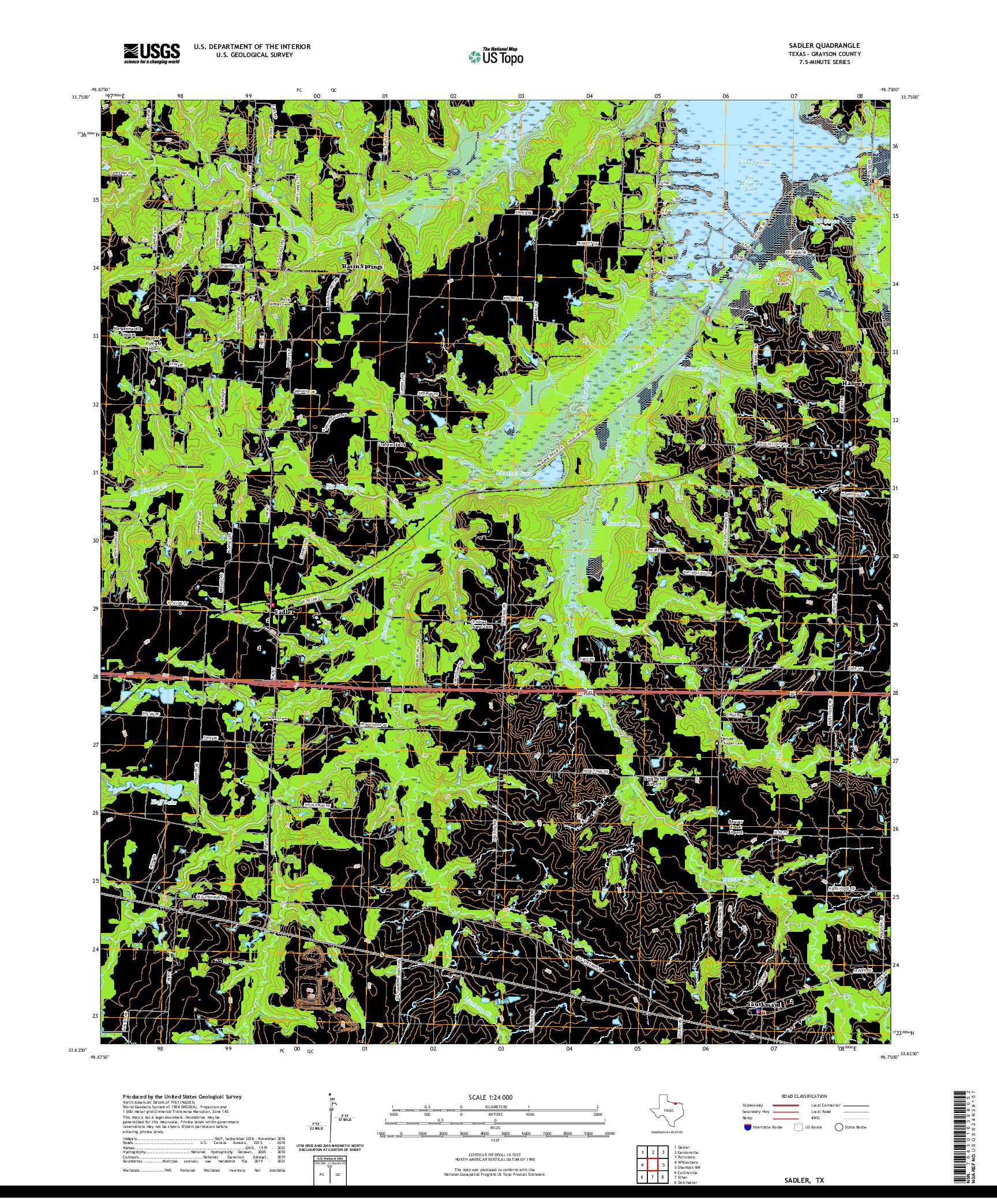 US TOPO 7.5-MINUTE MAP FOR SADLER, TX