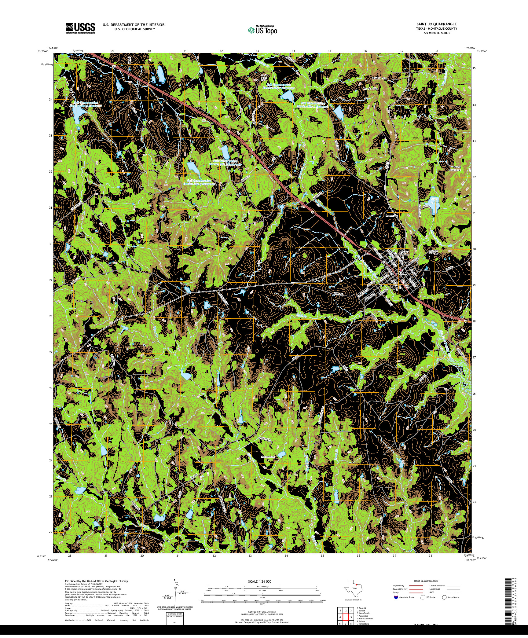 US TOPO 7.5-MINUTE MAP FOR SAINT JO, TX