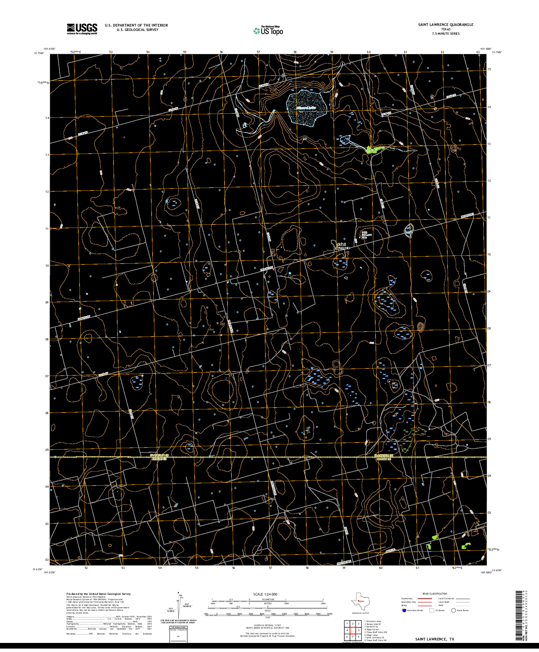 US TOPO 7.5-MINUTE MAP FOR SAINT LAWRENCE, TX